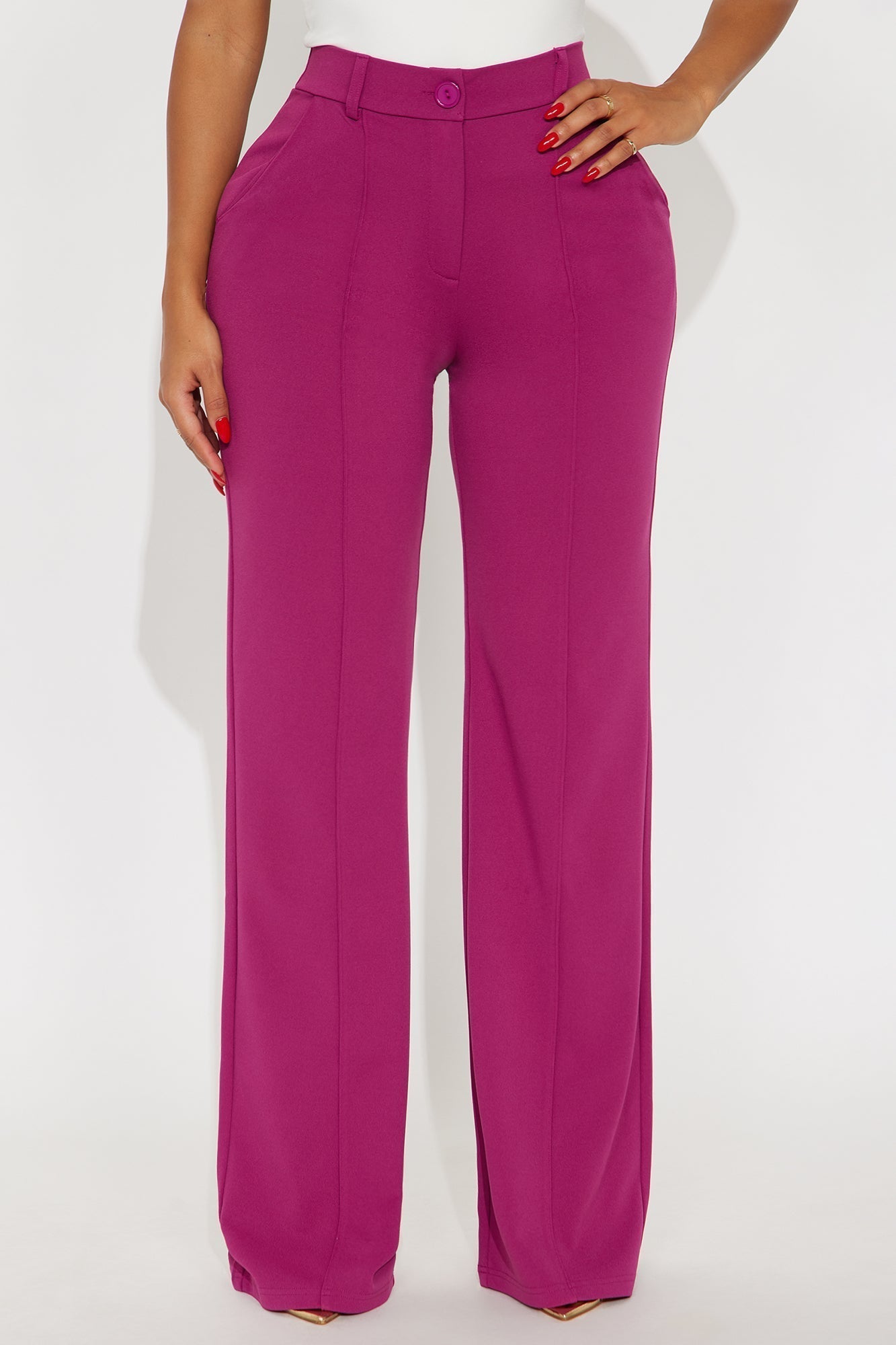 Heidi Wide Leg Trouser Pant - Raspberry