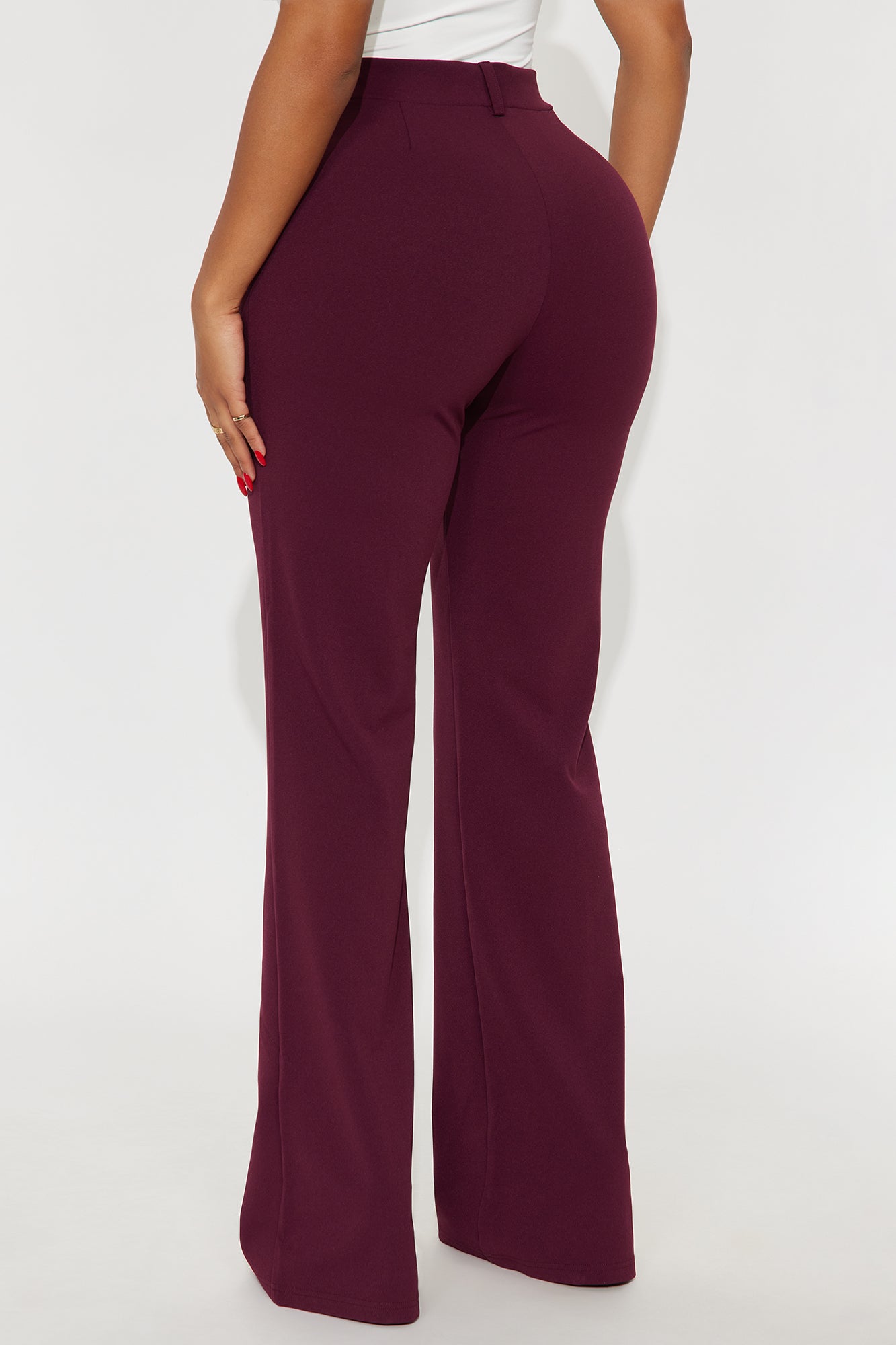 Heidi Wide Leg Trouser Pant - Burgundy