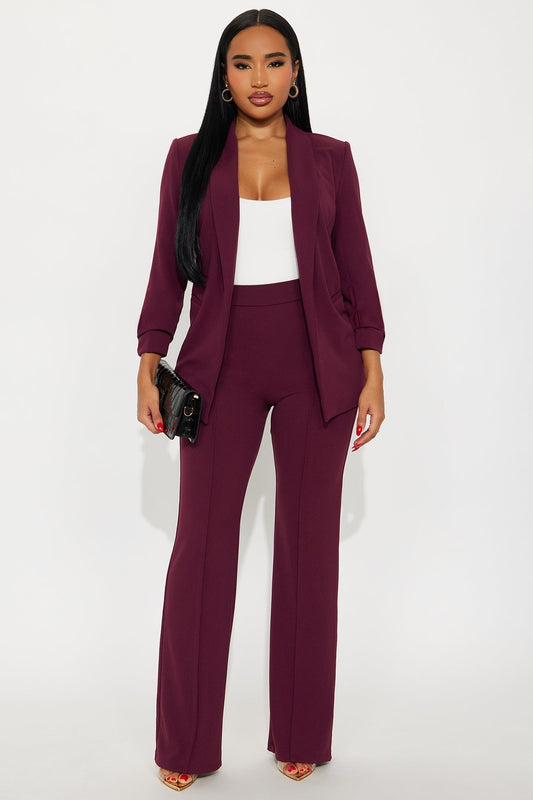 Victoria High Waisted Dress Pants - Burgundy