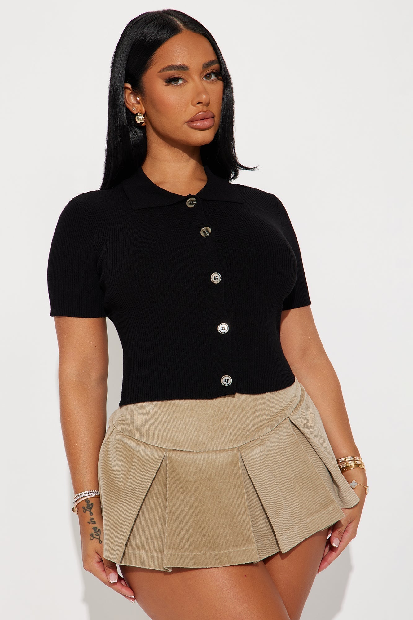 Good Energy Cropped Sweater Top - Black