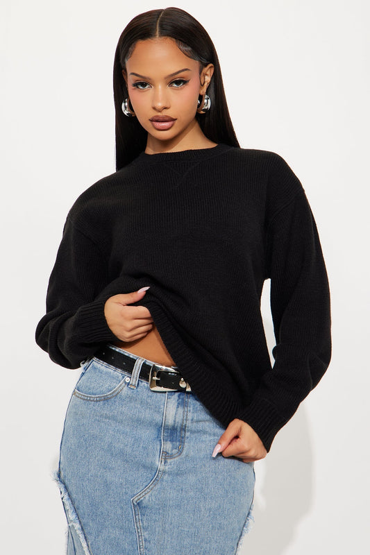 The Cozy Days Pullover Sweater - Black