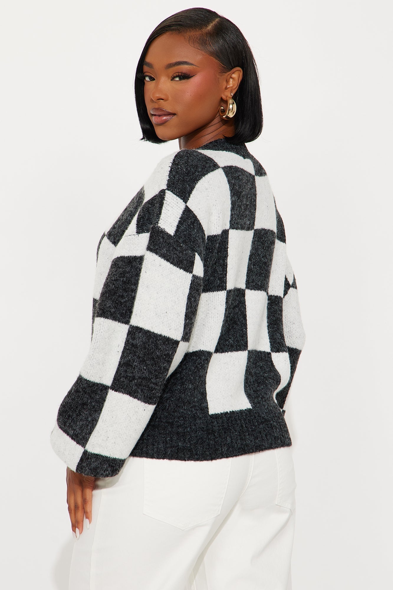 Squares For Days Checkered Cardigan - Black/combo