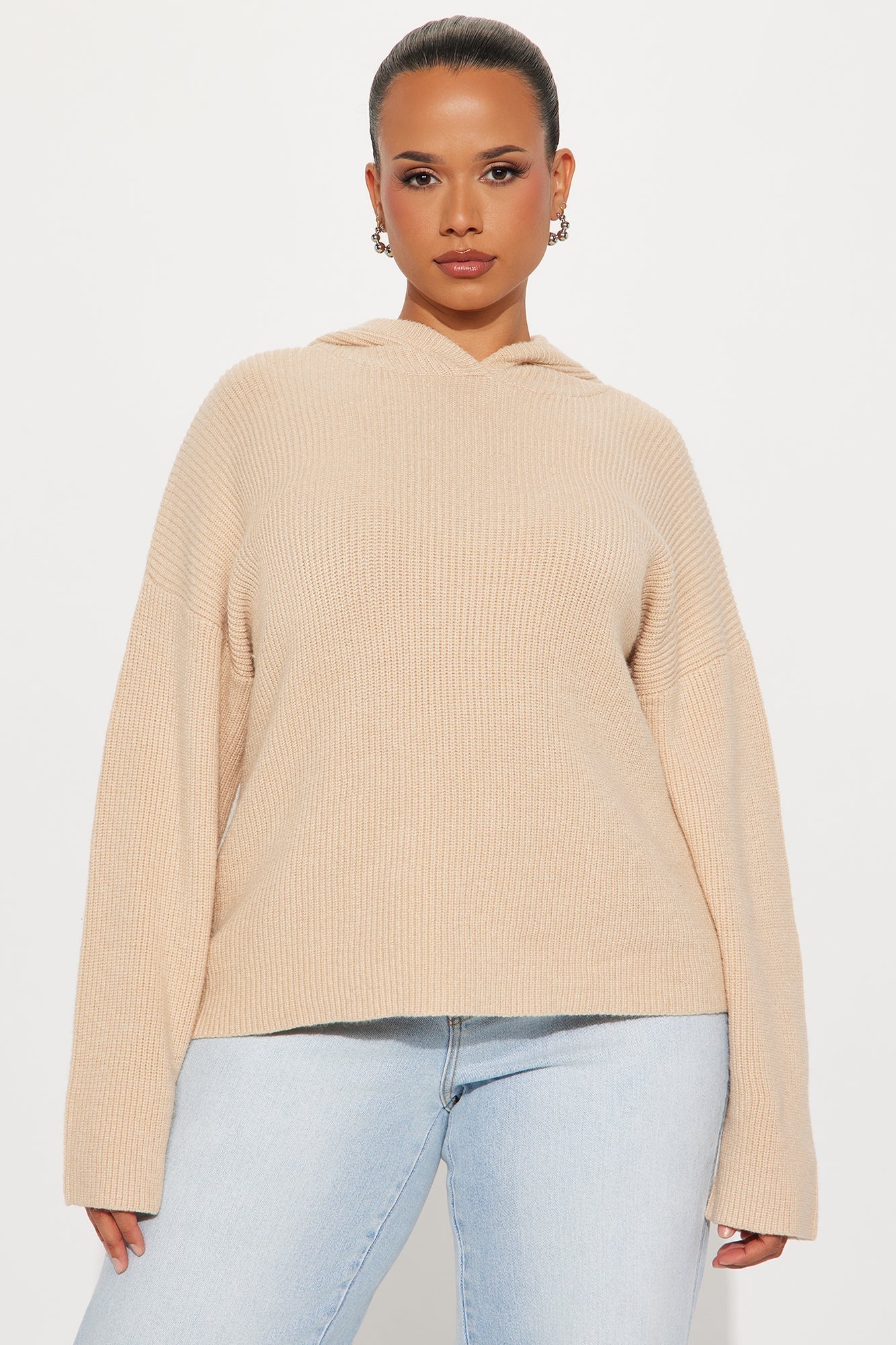 The Coziest Hooded Sweater - Beige