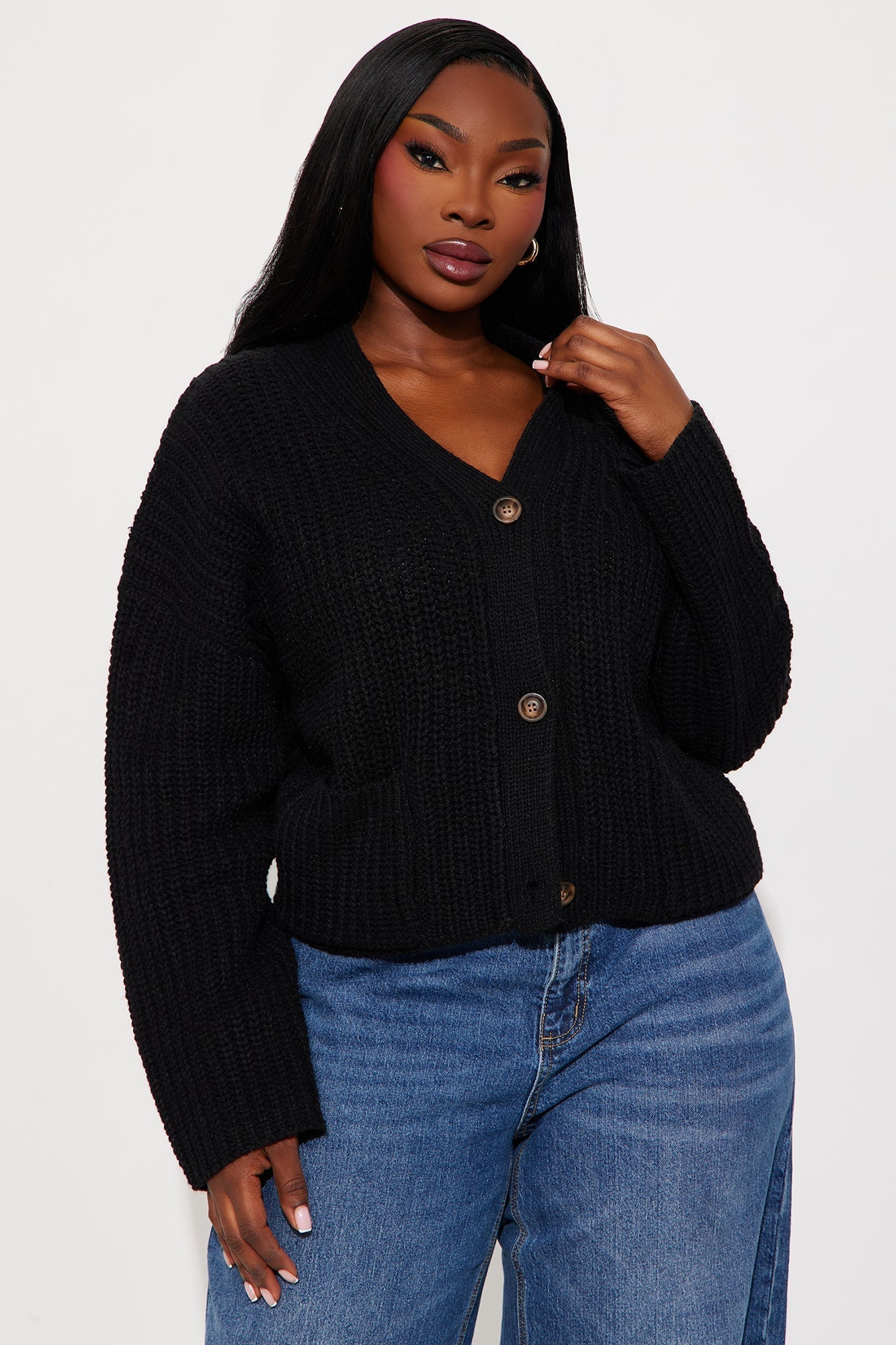 Fill Me In Chunky Knit Cardigan - Black