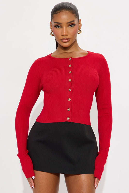 Make Things Right Cardigan - Red