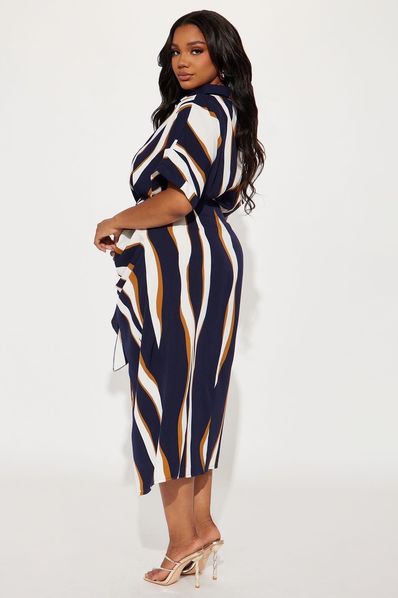 Laurie Button Down Midi Dress - Navy/combo