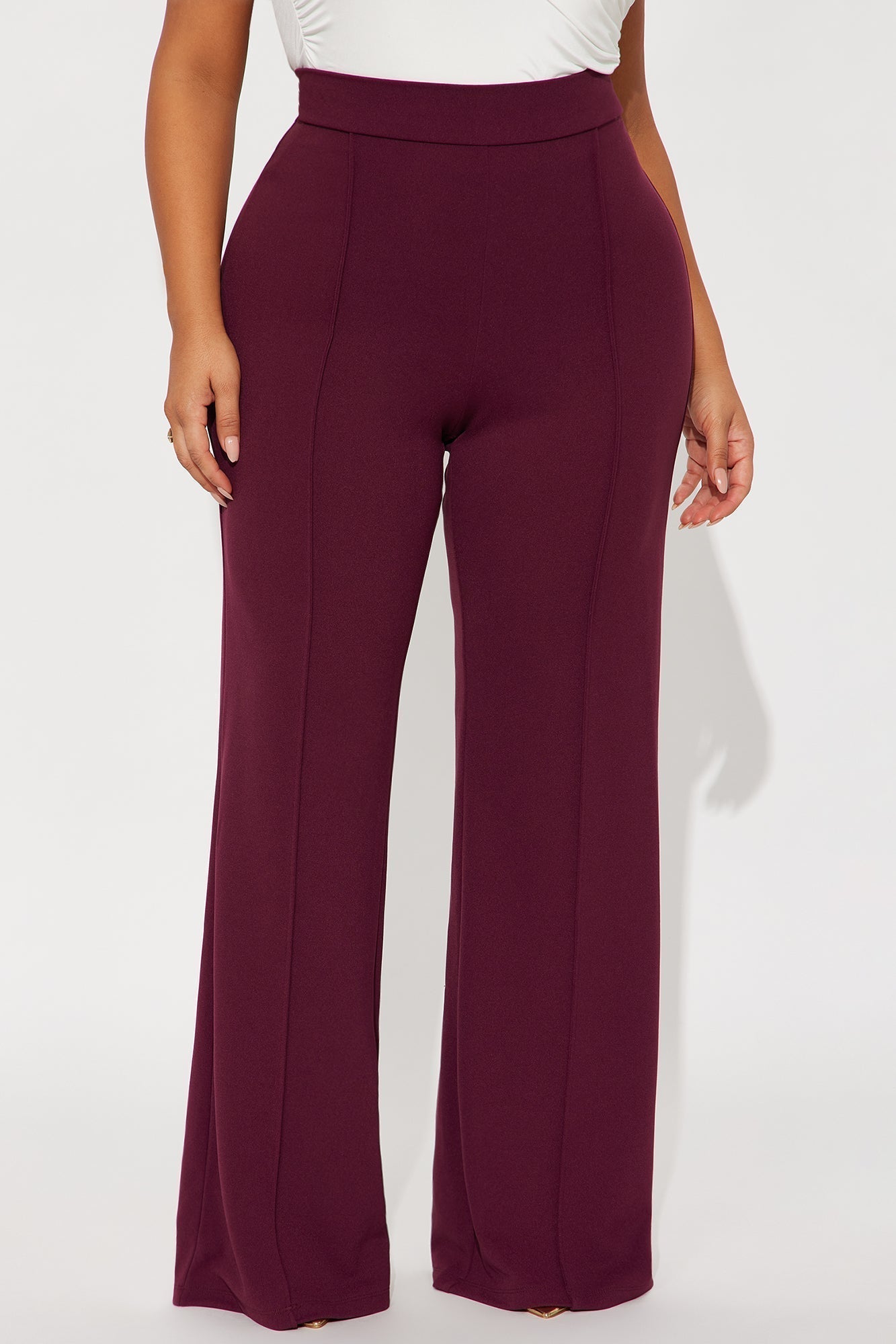 Victoria High Waisted Dress Pants - Burgundy