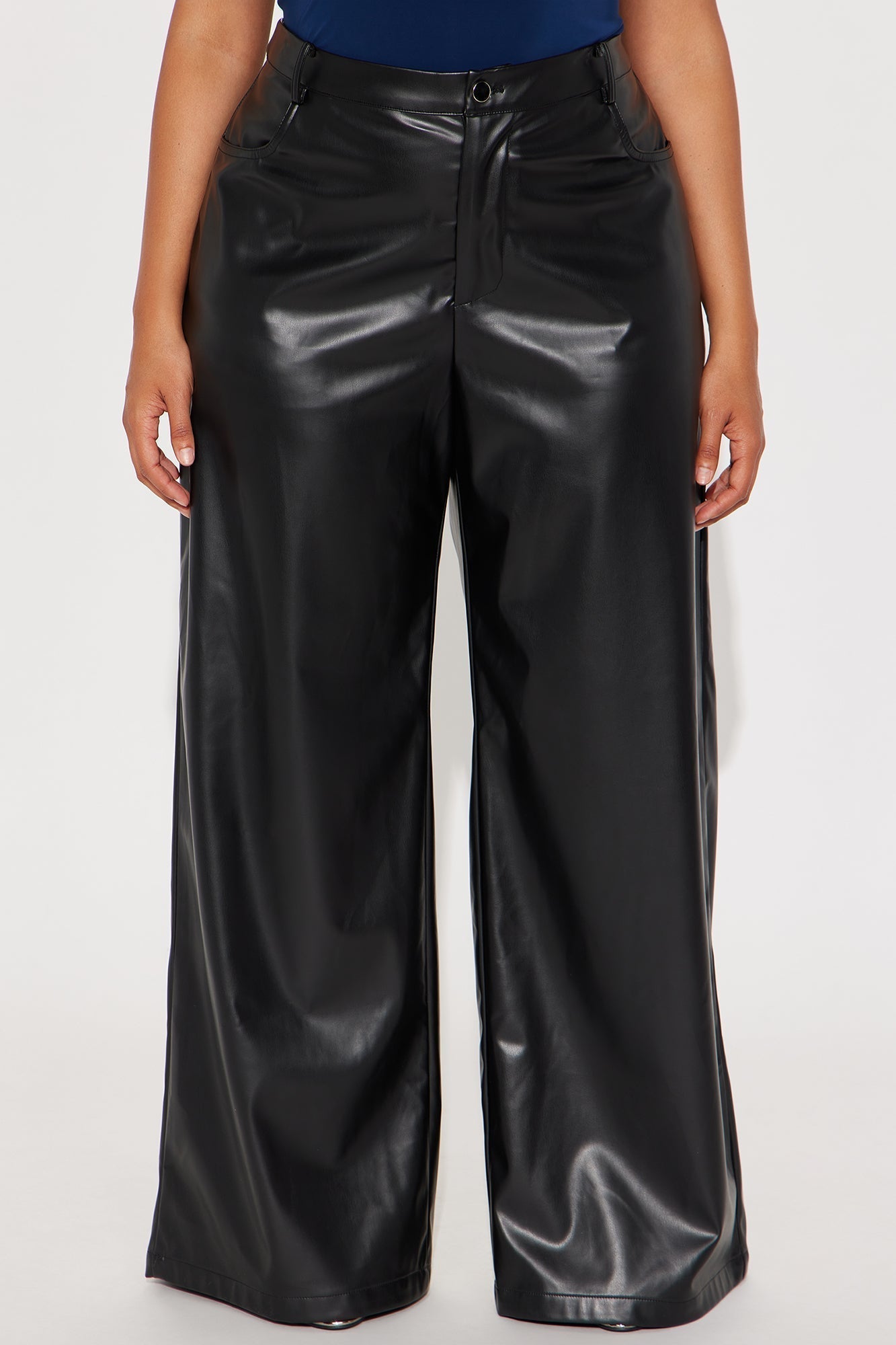 Just For Now Faux Leather Wide Leg Pant 33 - Black