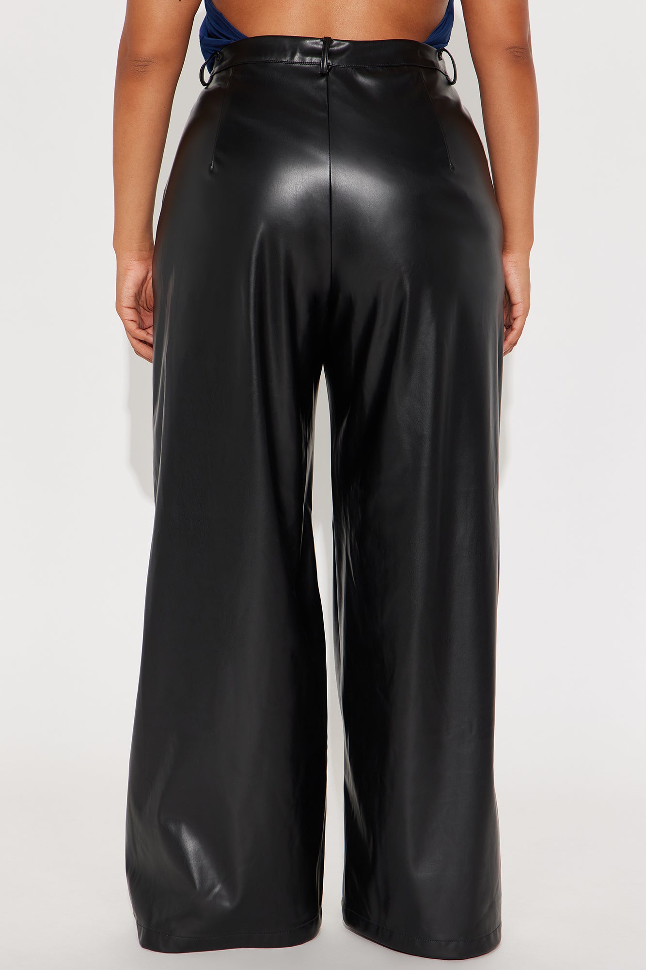 Just For Now Faux Leather Wide Leg Pant 33 - Black