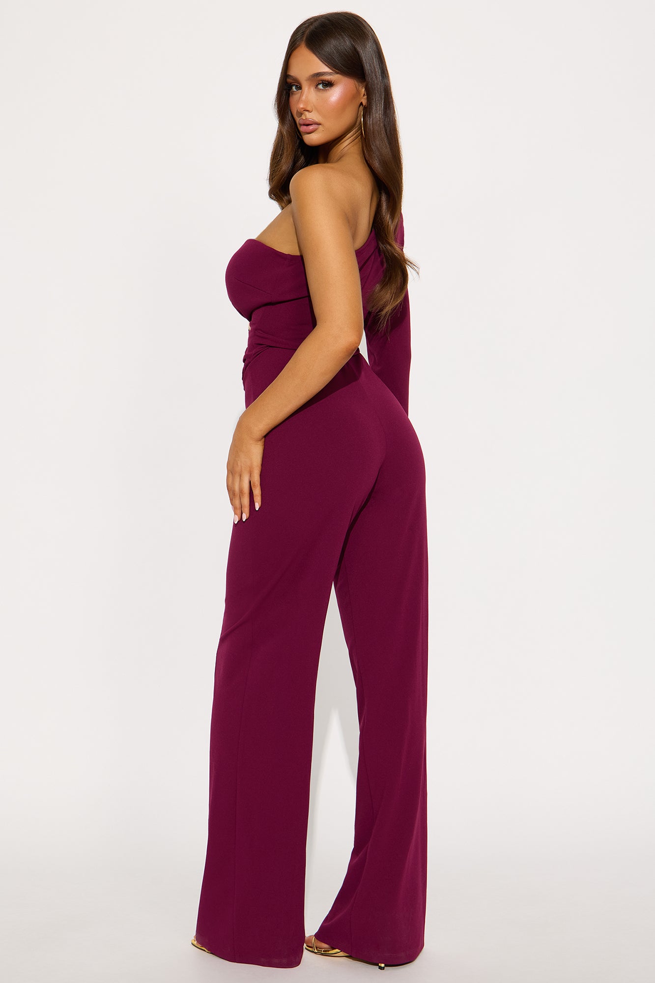 Selena One Shoulder Jumpsuit - Plum