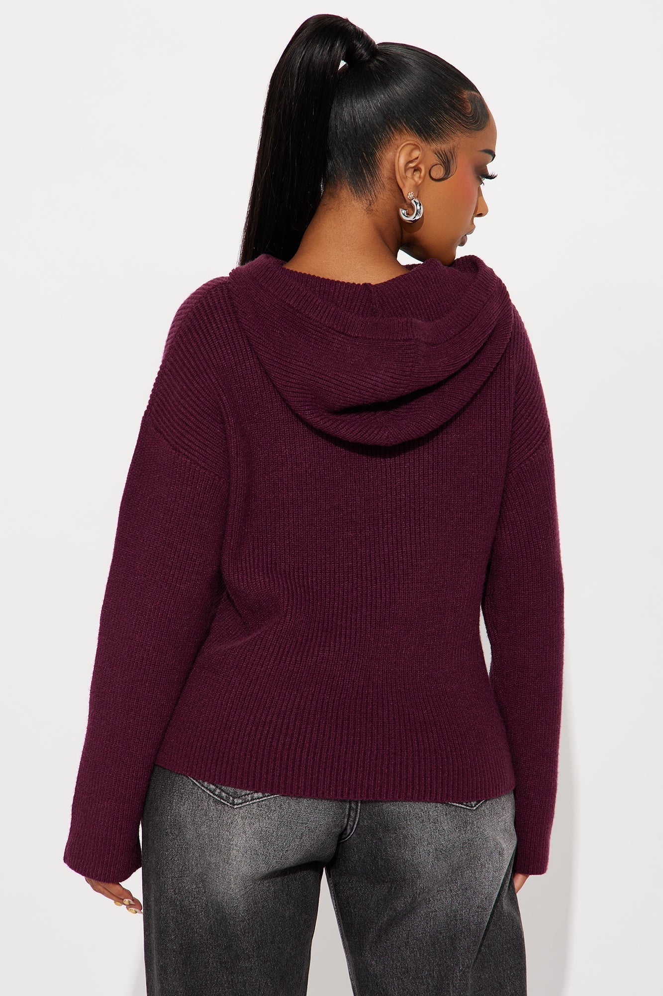 The Coziest Hooded Sweater - Plum