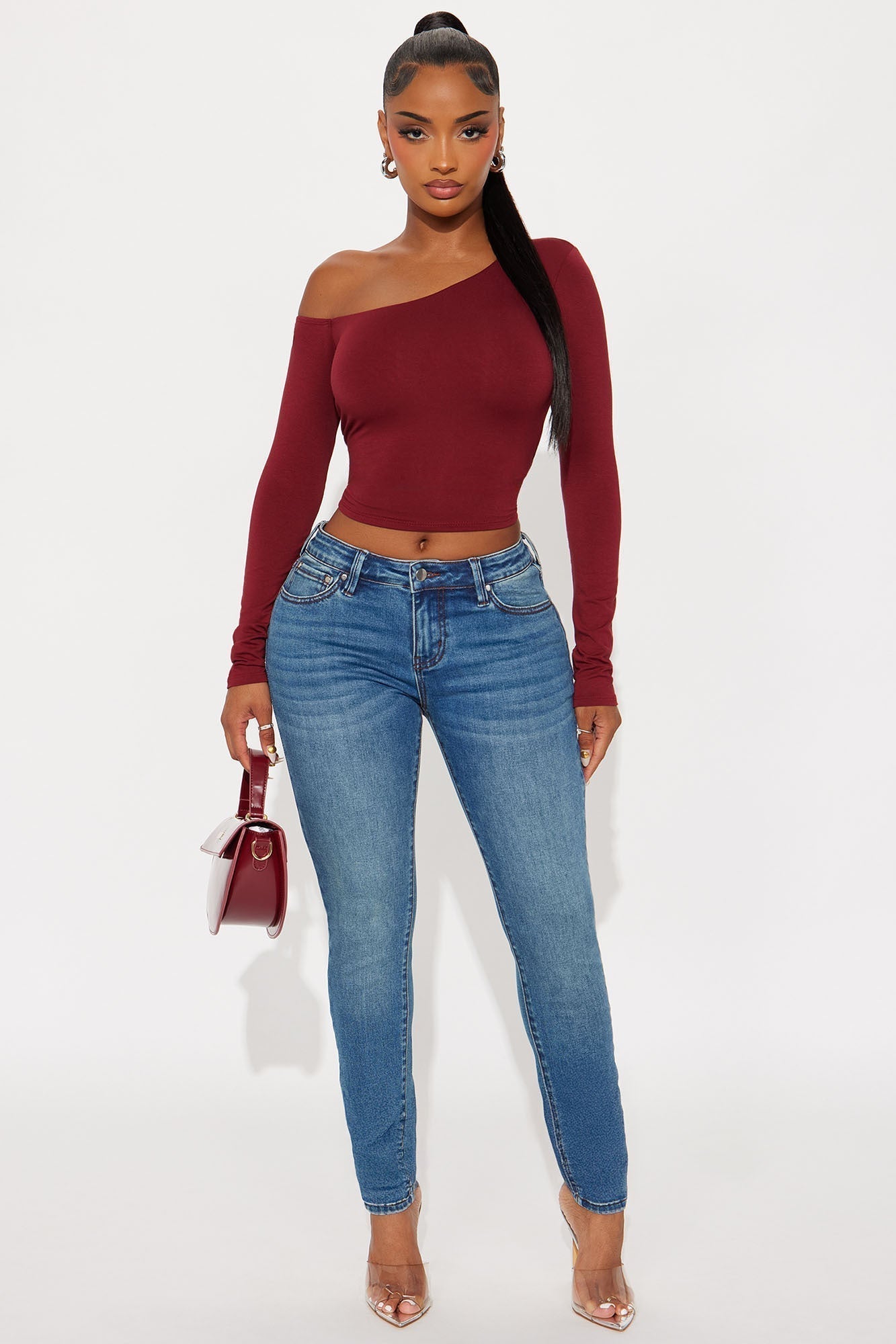 Hold Me Tighter Lace Up Top - Burgundy
