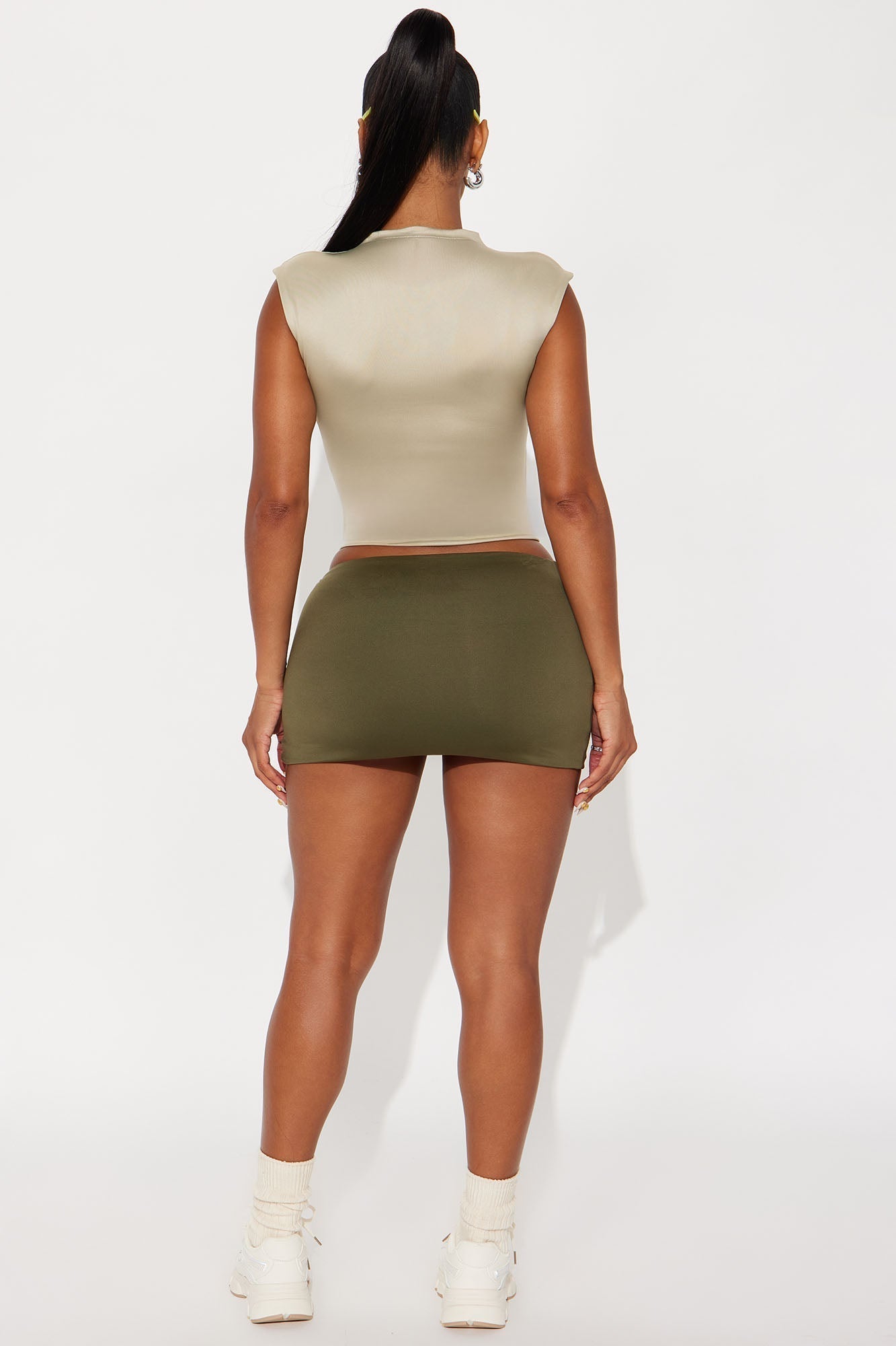 Contour Double Lined Mock Neck Top - Stone