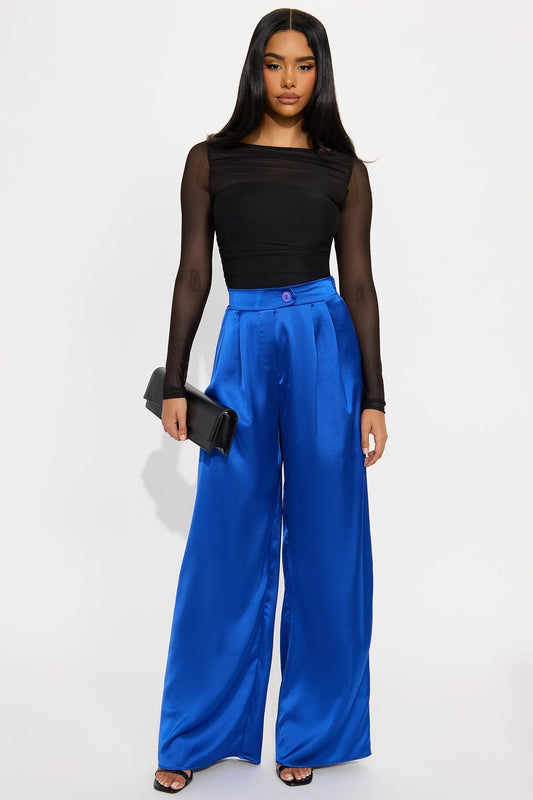 Tone It Down Satin Trouser - Royal