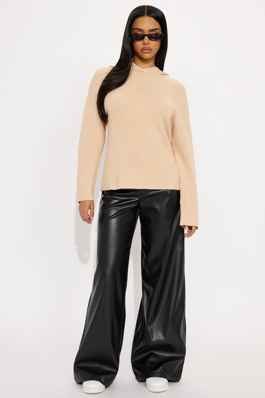 Just For Now Faux Leather Wide Leg Pant 33 - Black