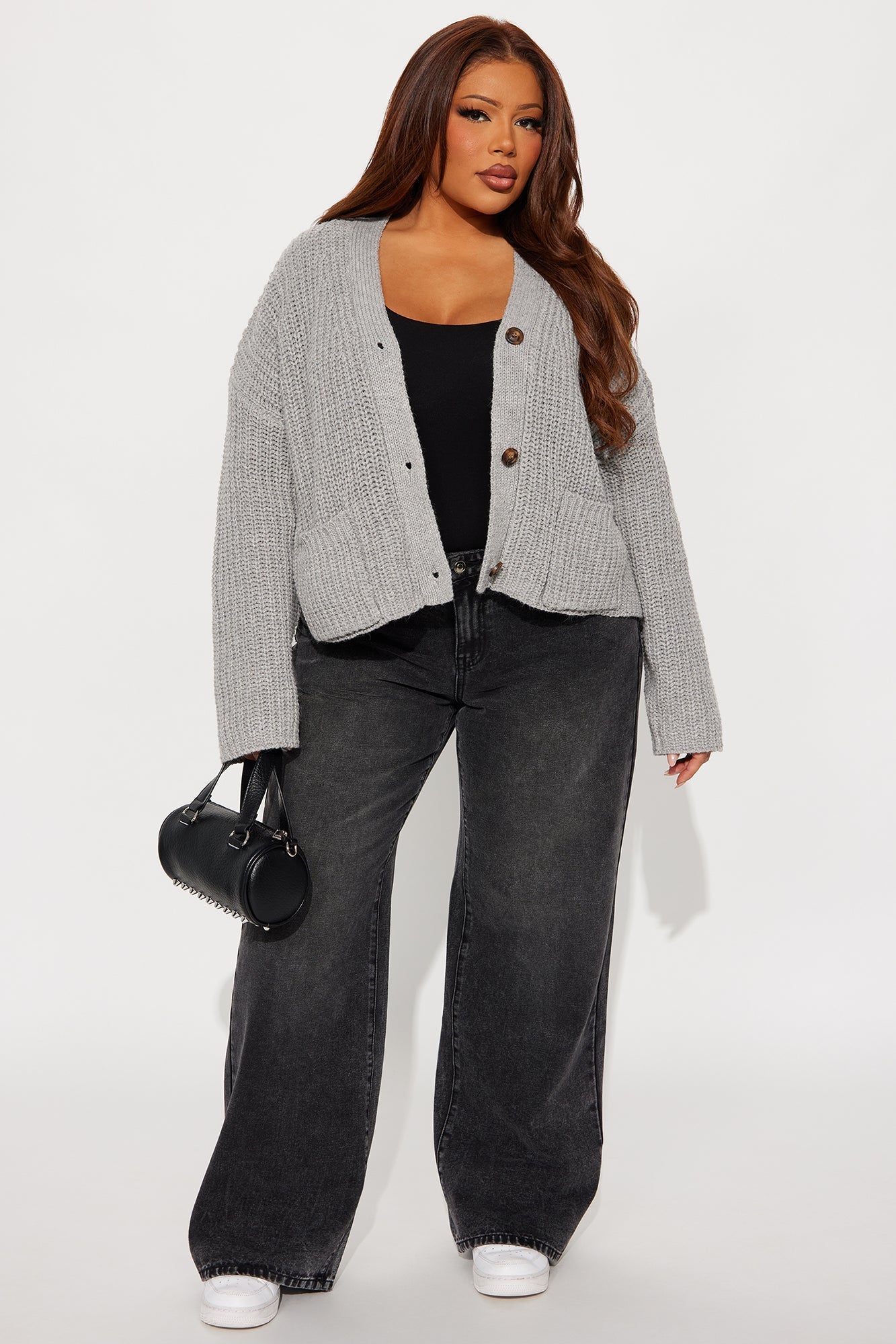 Fill Me In Chunky Knit Cardigan - Heather Grey