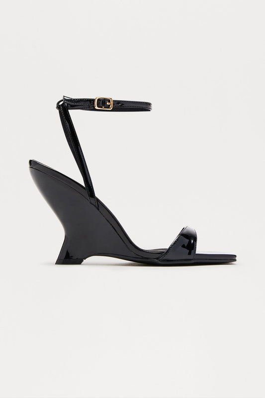 Alia Ankle Strap Wedges - Black