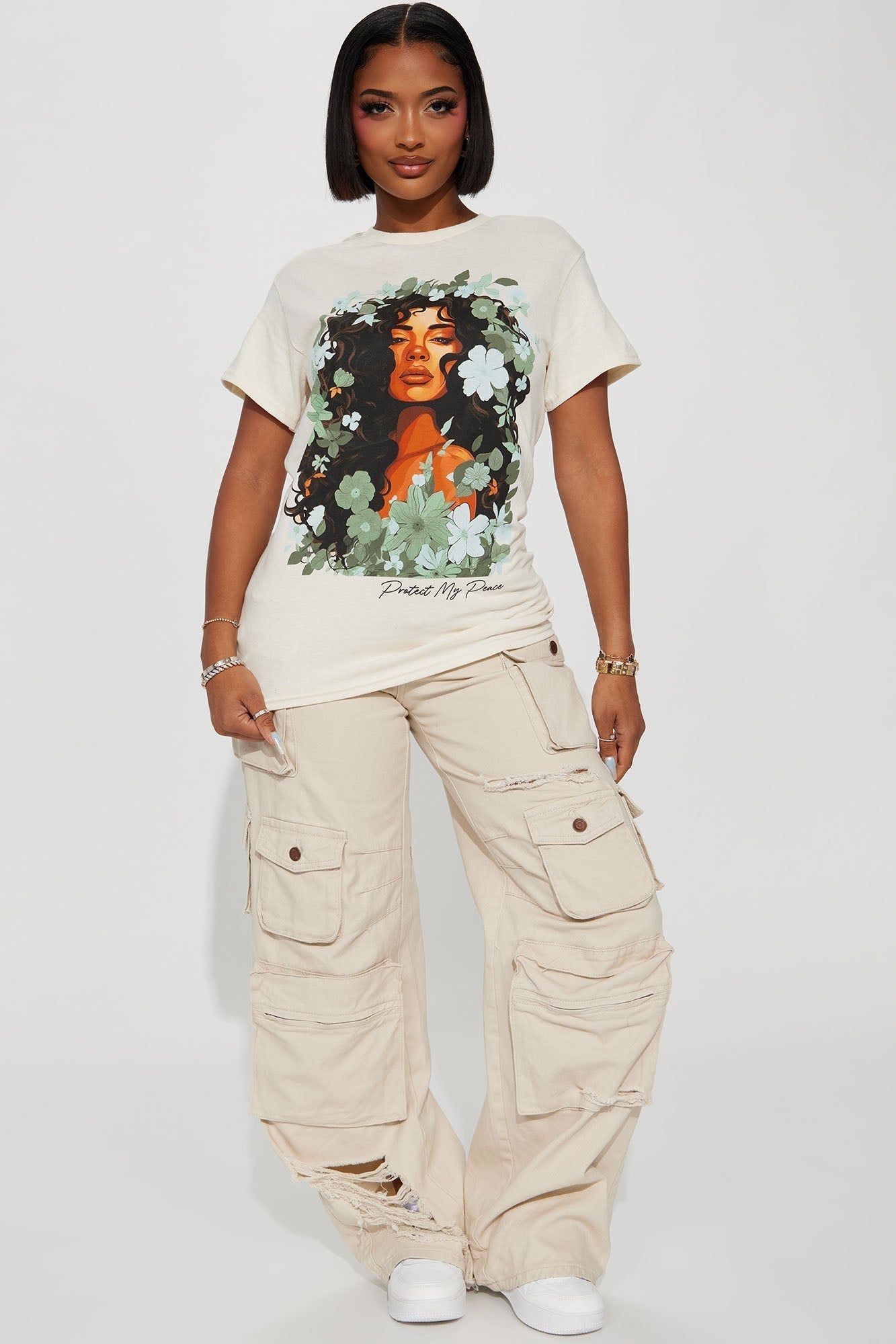 Protect My Peace Graphic Tee - Natural/Combo