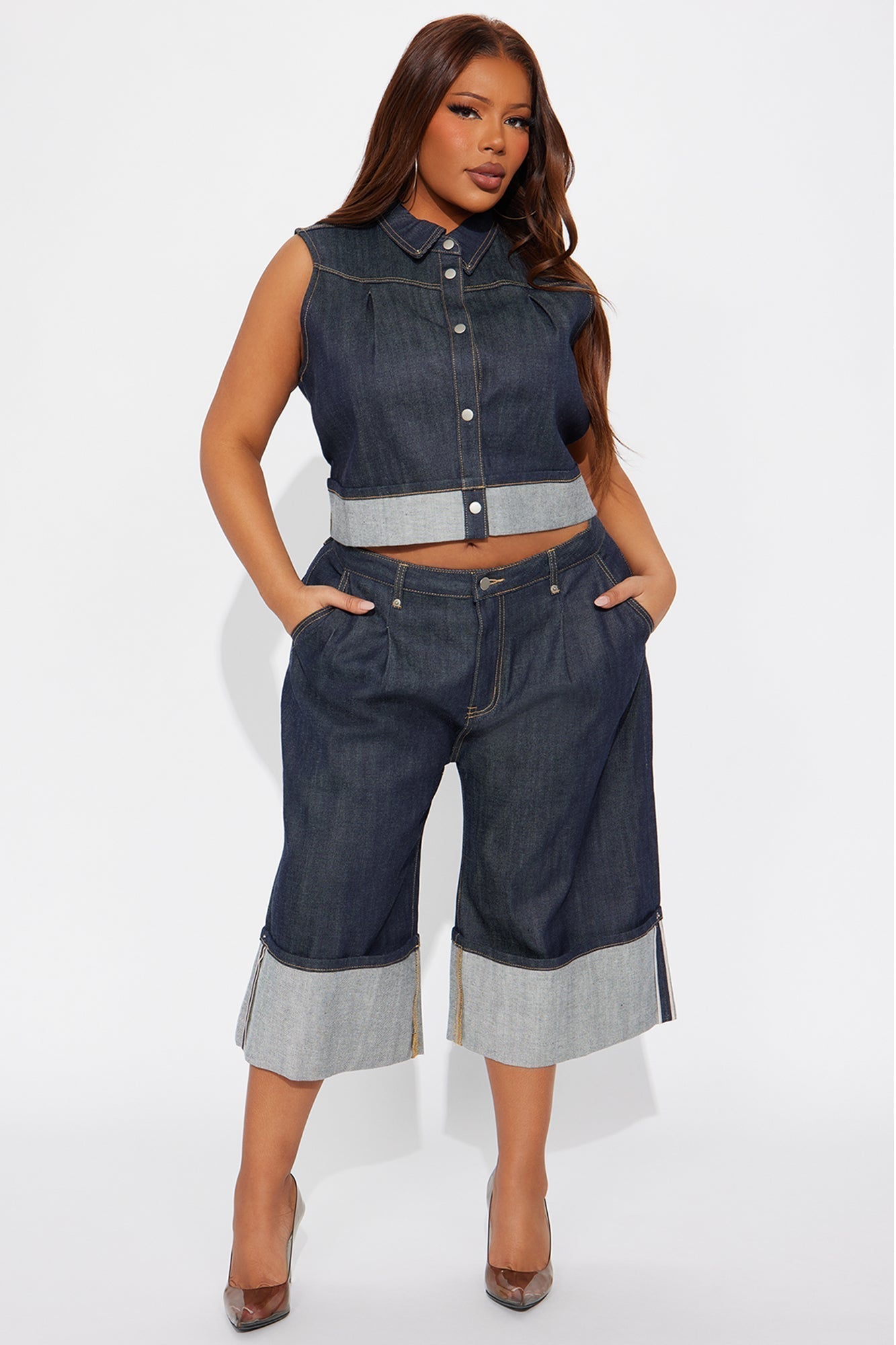 Premium Selvedge Cuffed Denim Jorts - Dark Denim