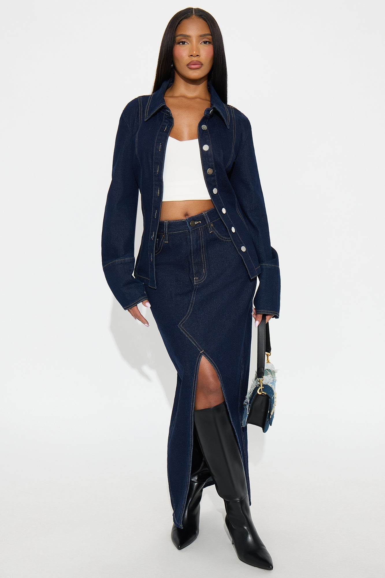 Lone Pine Denim Maxi Skirt - Rinse Blue Wash