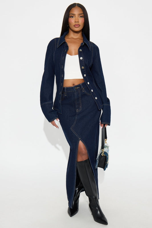 Lone Pine Denim Maxi Skirt - Rinse Blue Wash