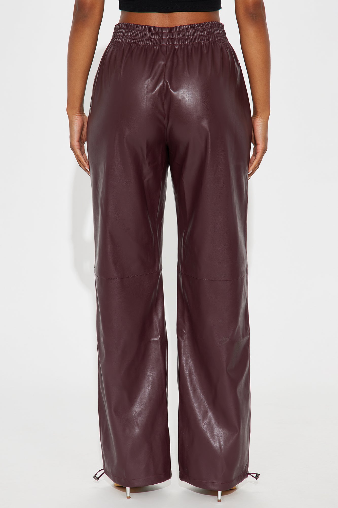 Dana Faux Leather Jogger Pant - Burgundy