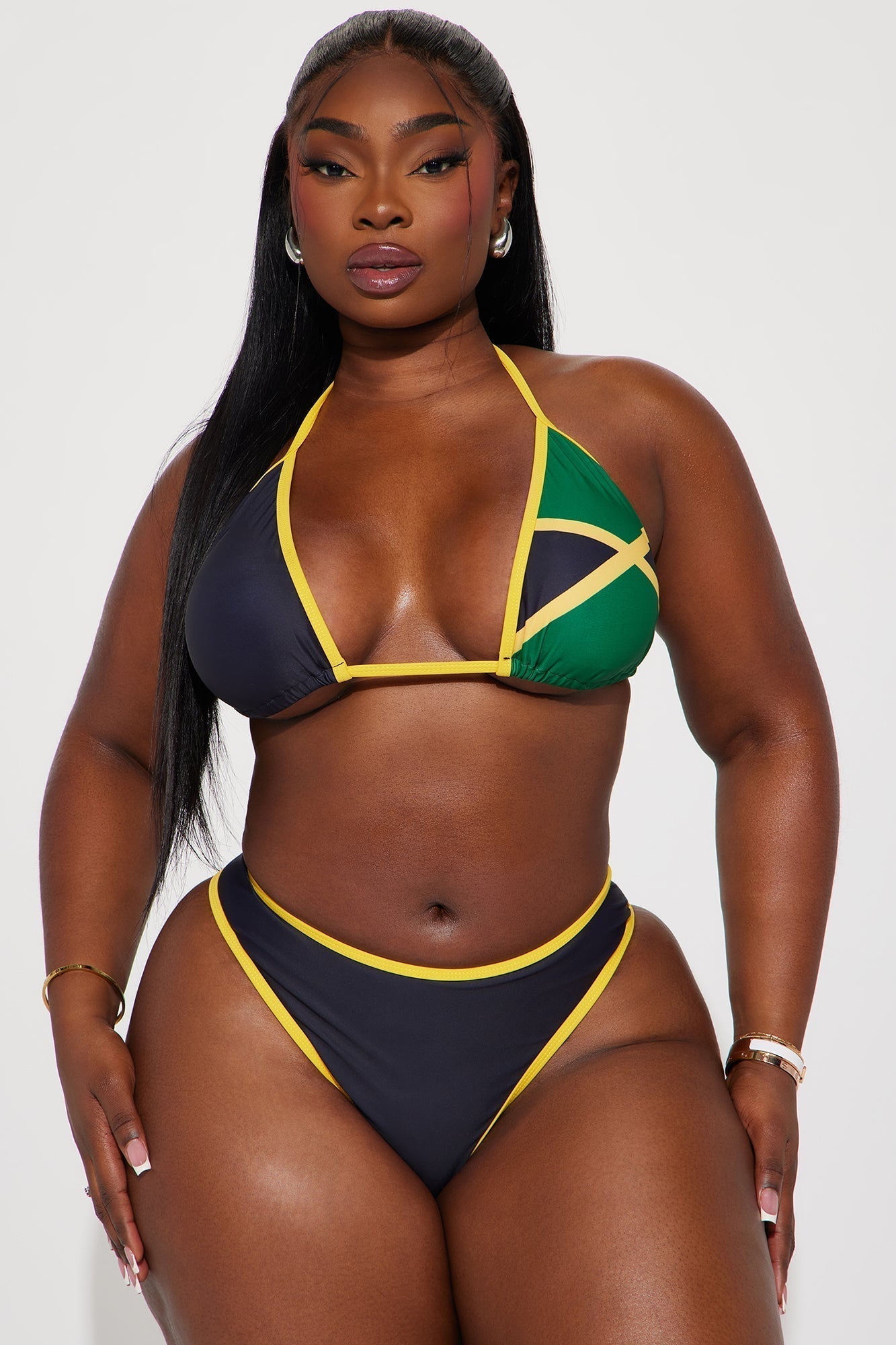 Jamaica Getaway 3 Piece Bikini Set - Black/combo