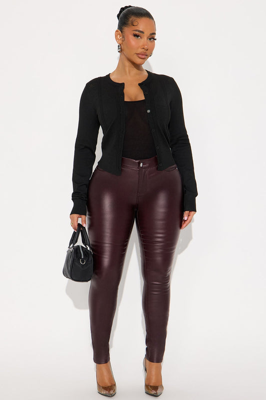 She Bad PU Leather Pant - Wine