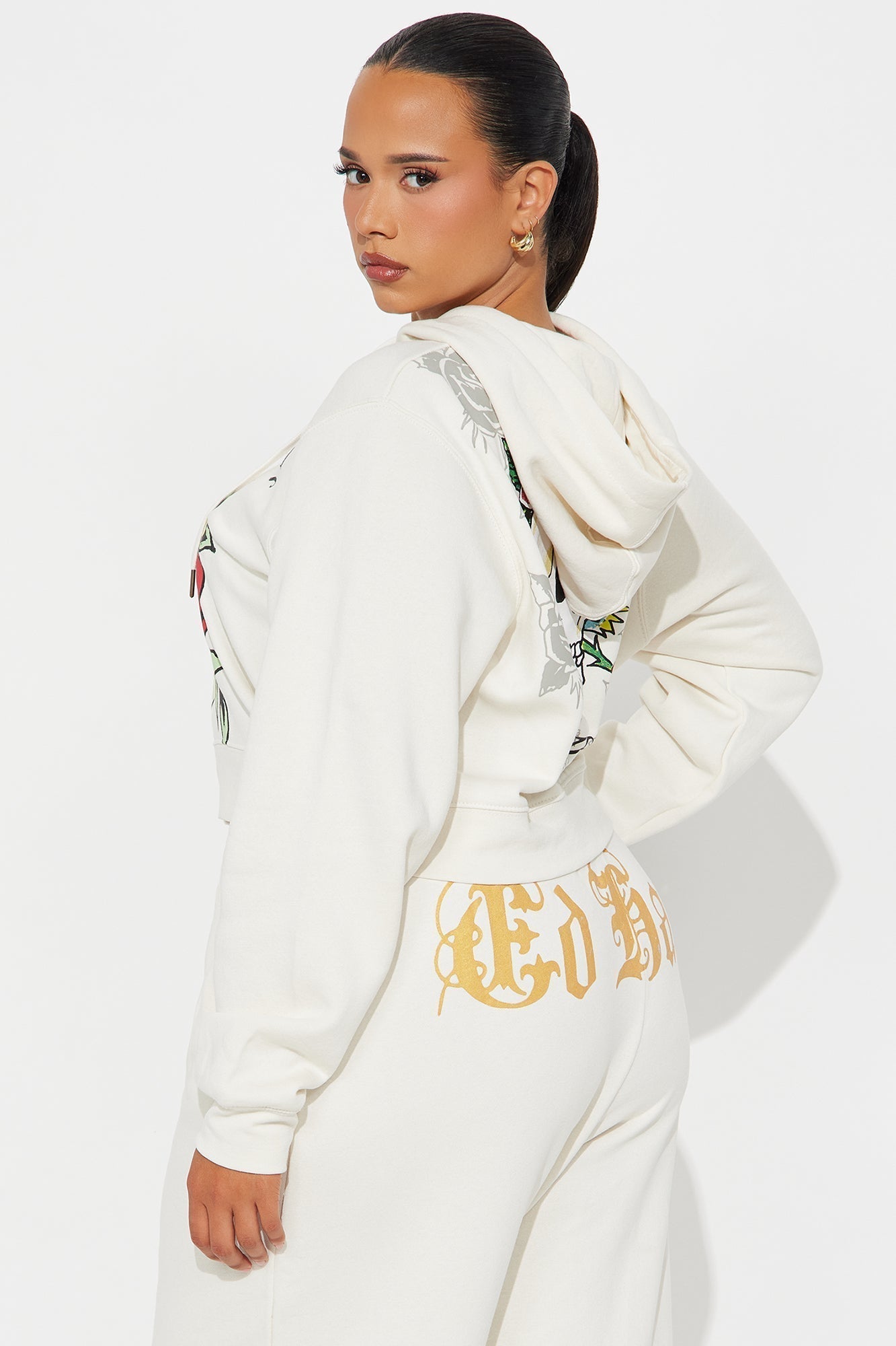 Ed Hardy Hearts Zip Front Hoodie - Stone