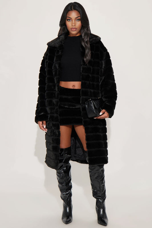 Paloma Faux Fur Micro Mini Skirt - Black