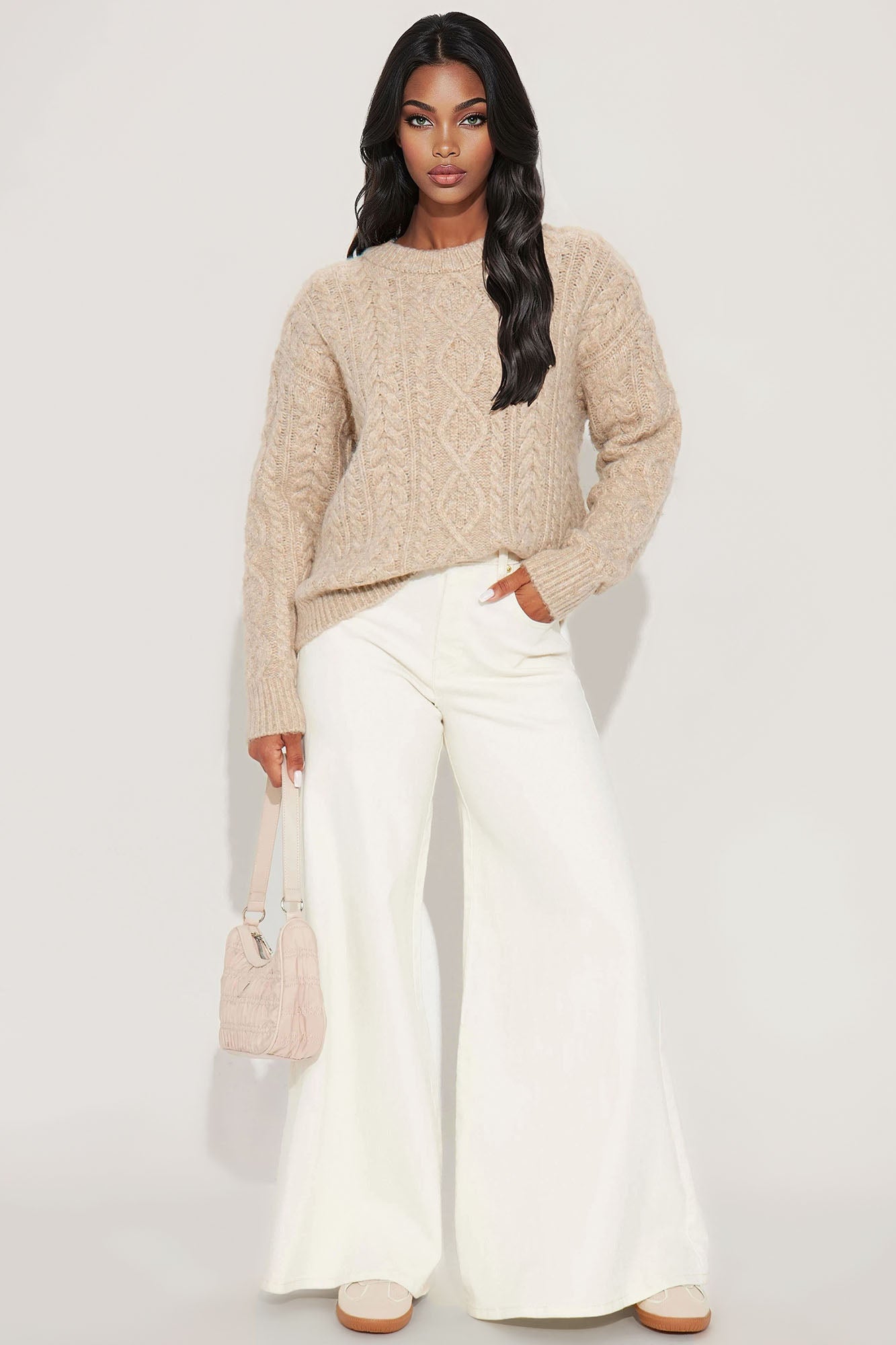 My Cup Of Tea Cable Knit Sweater - Taupe