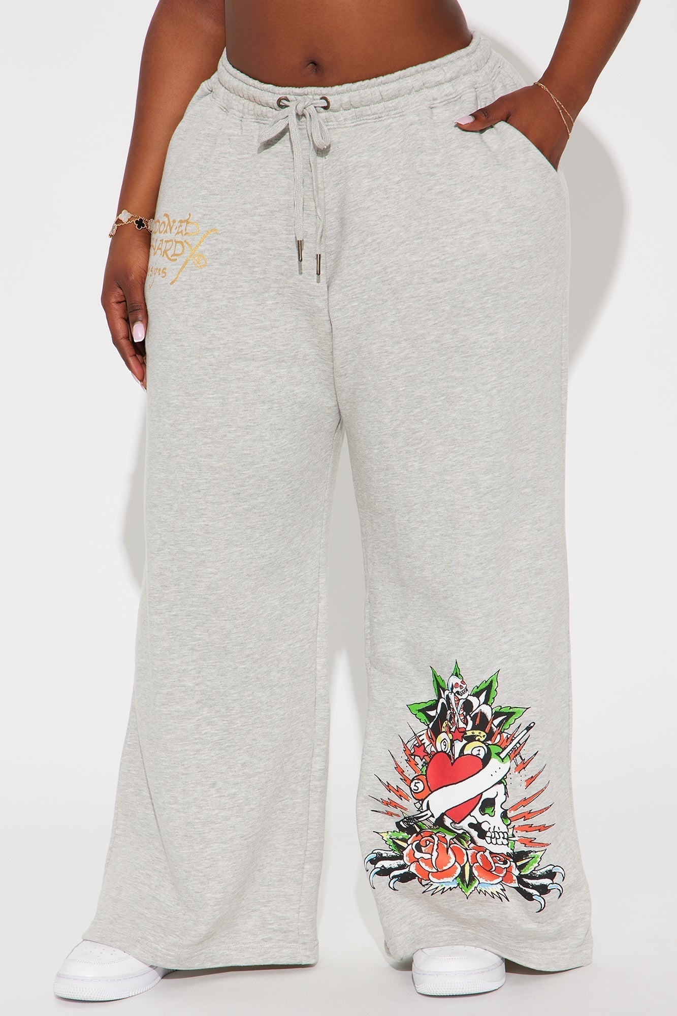 Heart Of Roses Ed Hardy Pant - Heather Grey