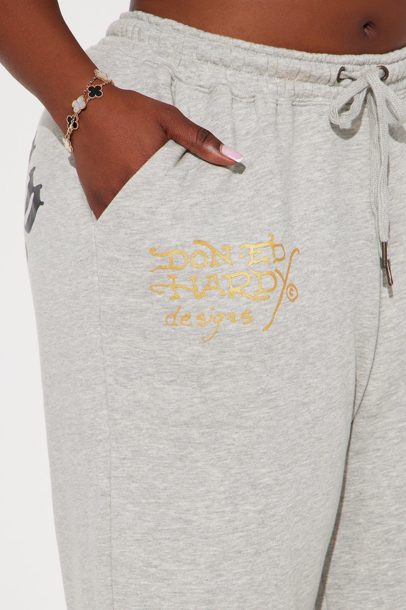 Heart Of Roses Ed Hardy Pant - Heather Grey