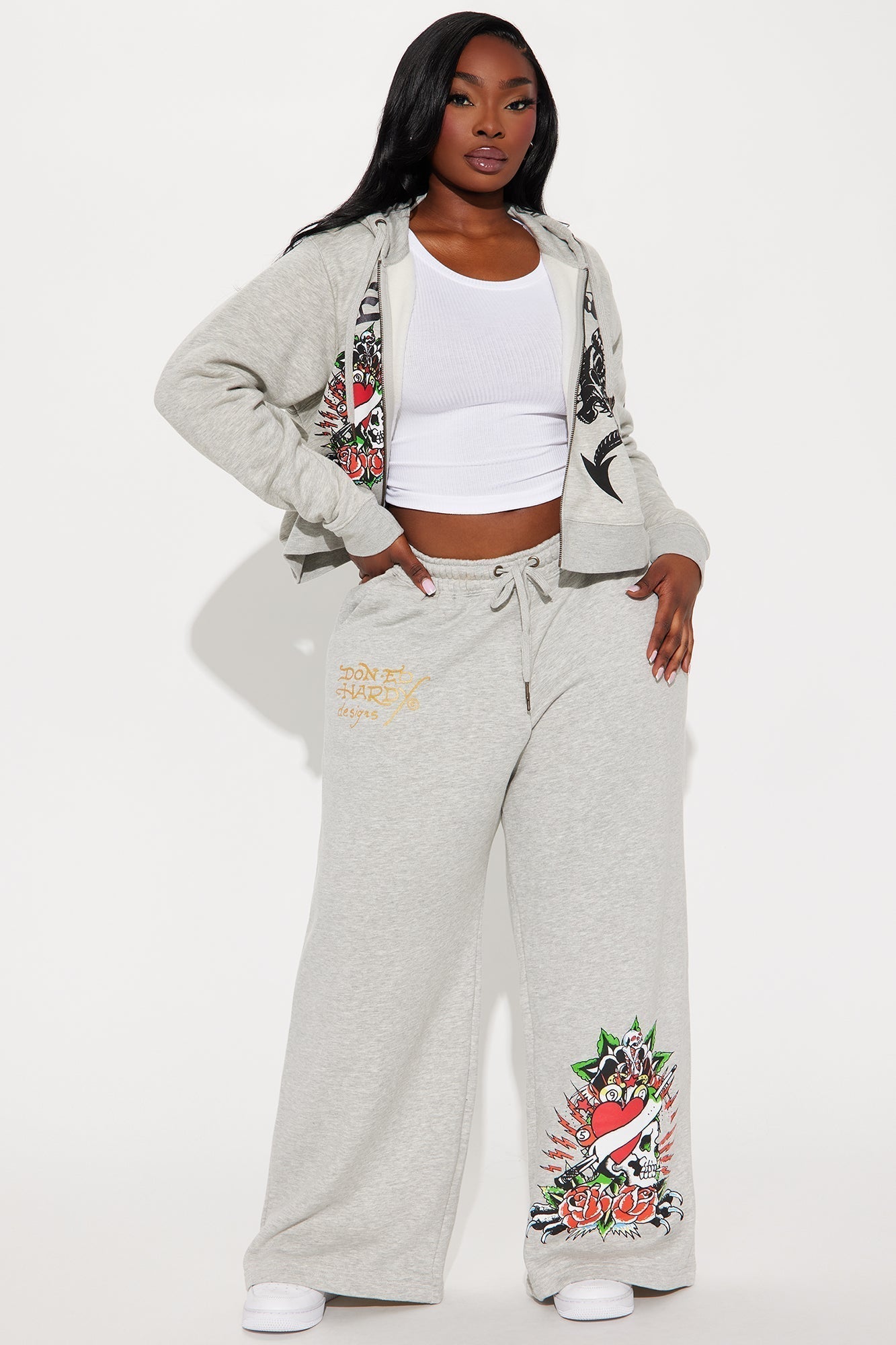 Heart Of Roses Ed Hardy Pant - Heather Grey