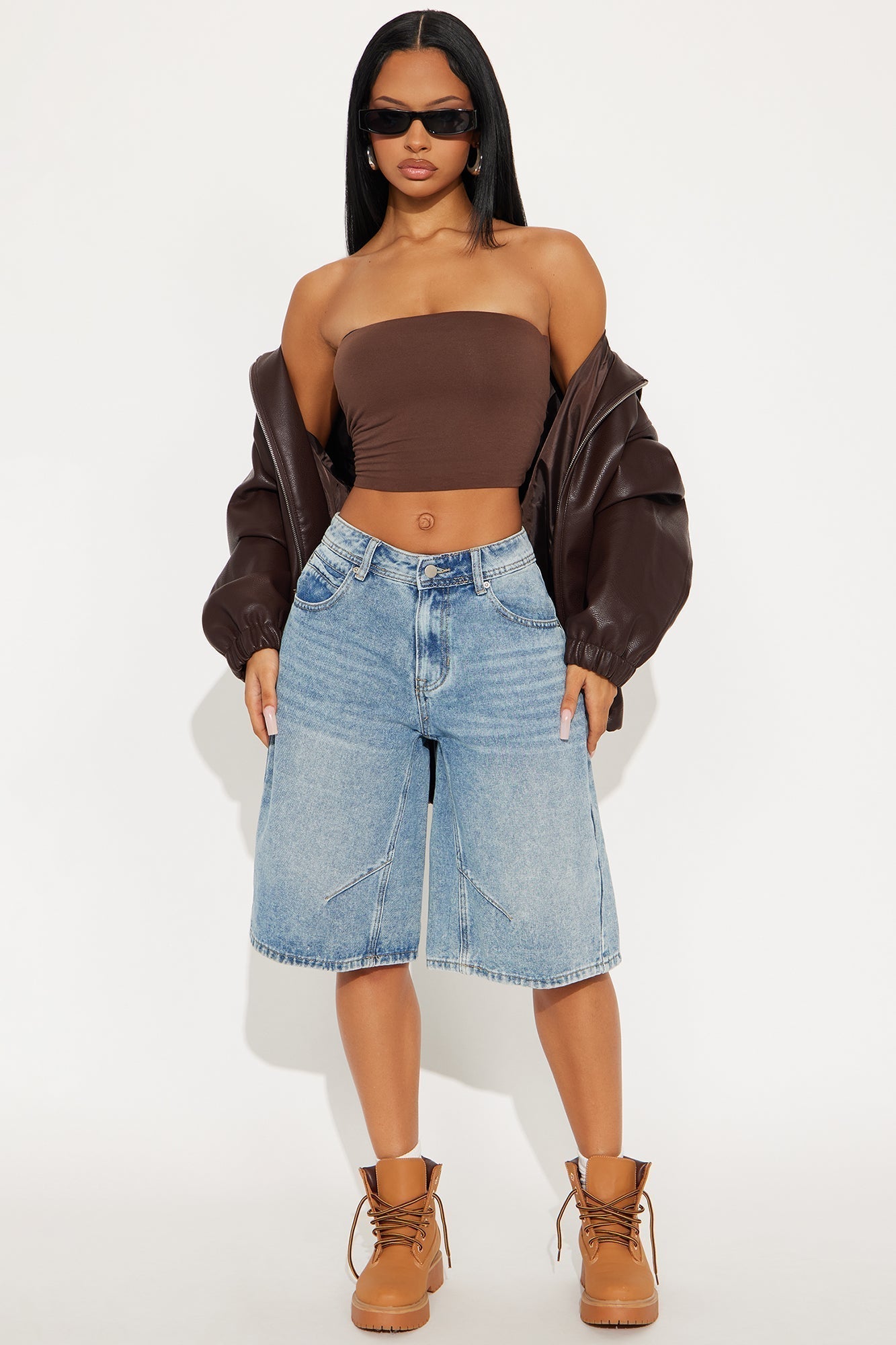 Leonie Non Stretch Denim Jorts - Medium Wash