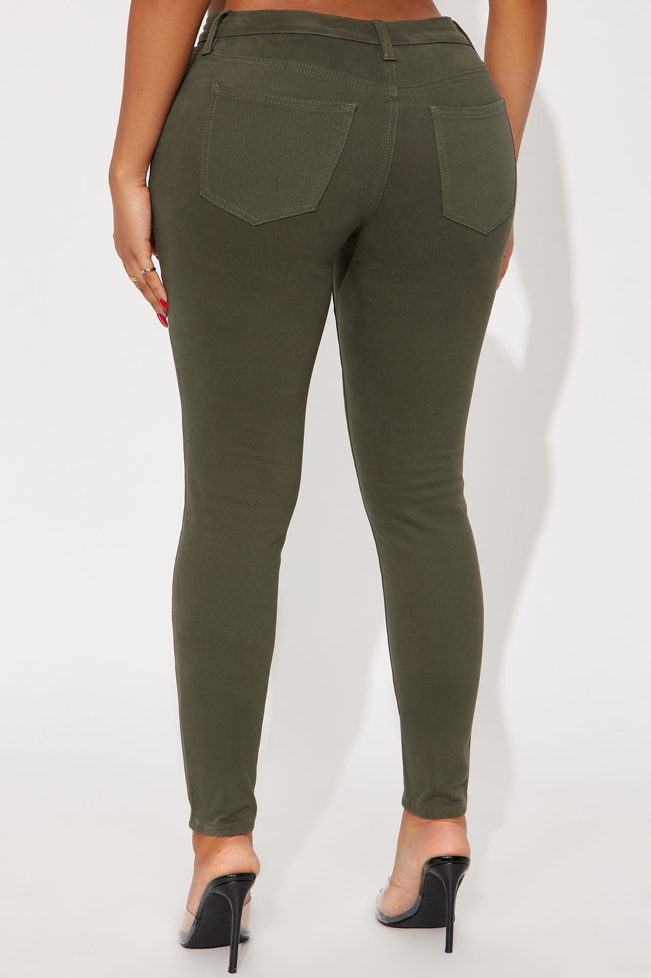 Skinny Uniform Pants - Military Green