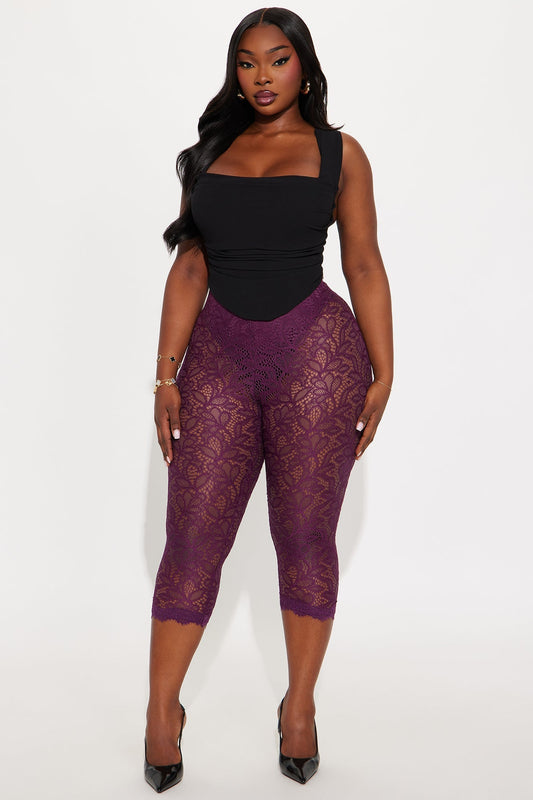 I Feel Love Lace Capri Legging - Plum