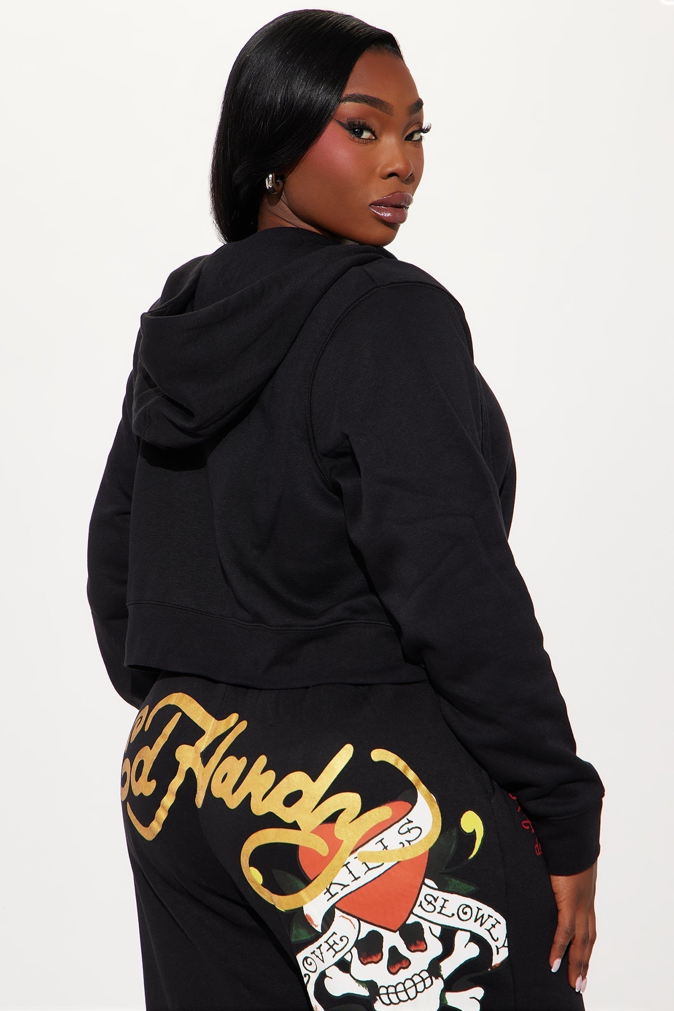 Ed Hardy NYC Zip Front Hoodie - Black