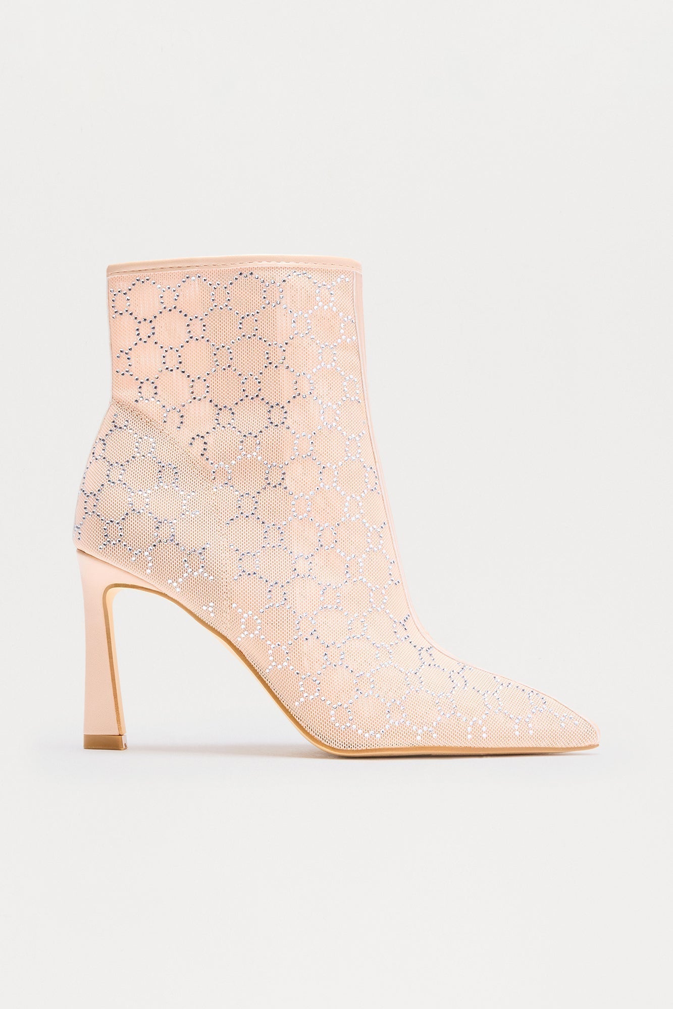 Avenley Rhinestone Mesh Booties - Nude