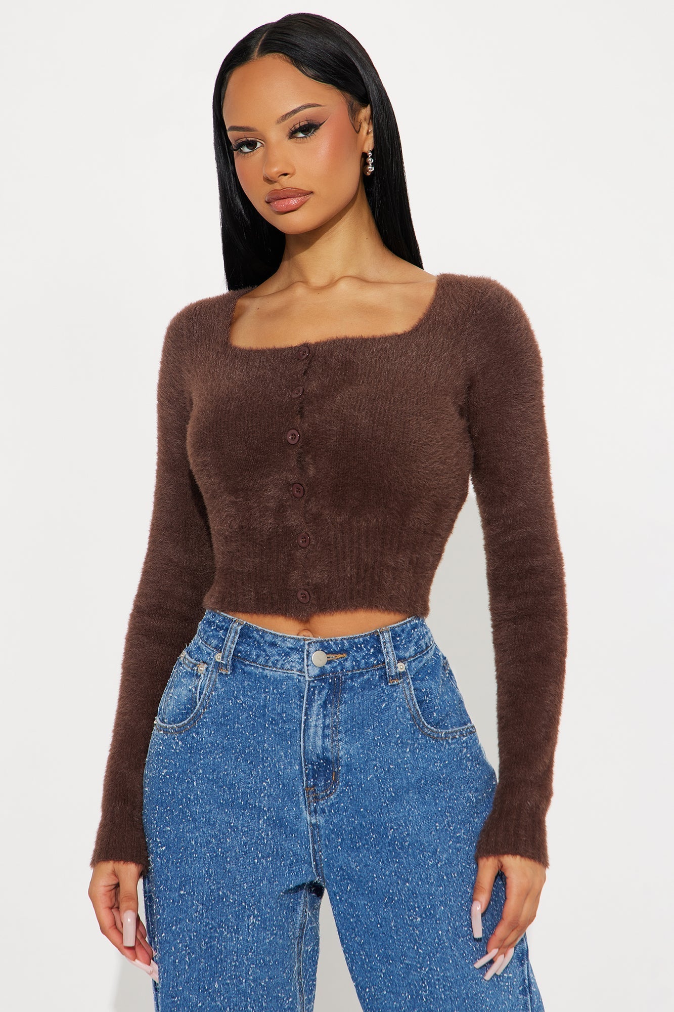 Teddy Bear Club Fuzzy Cardigan - Mocha