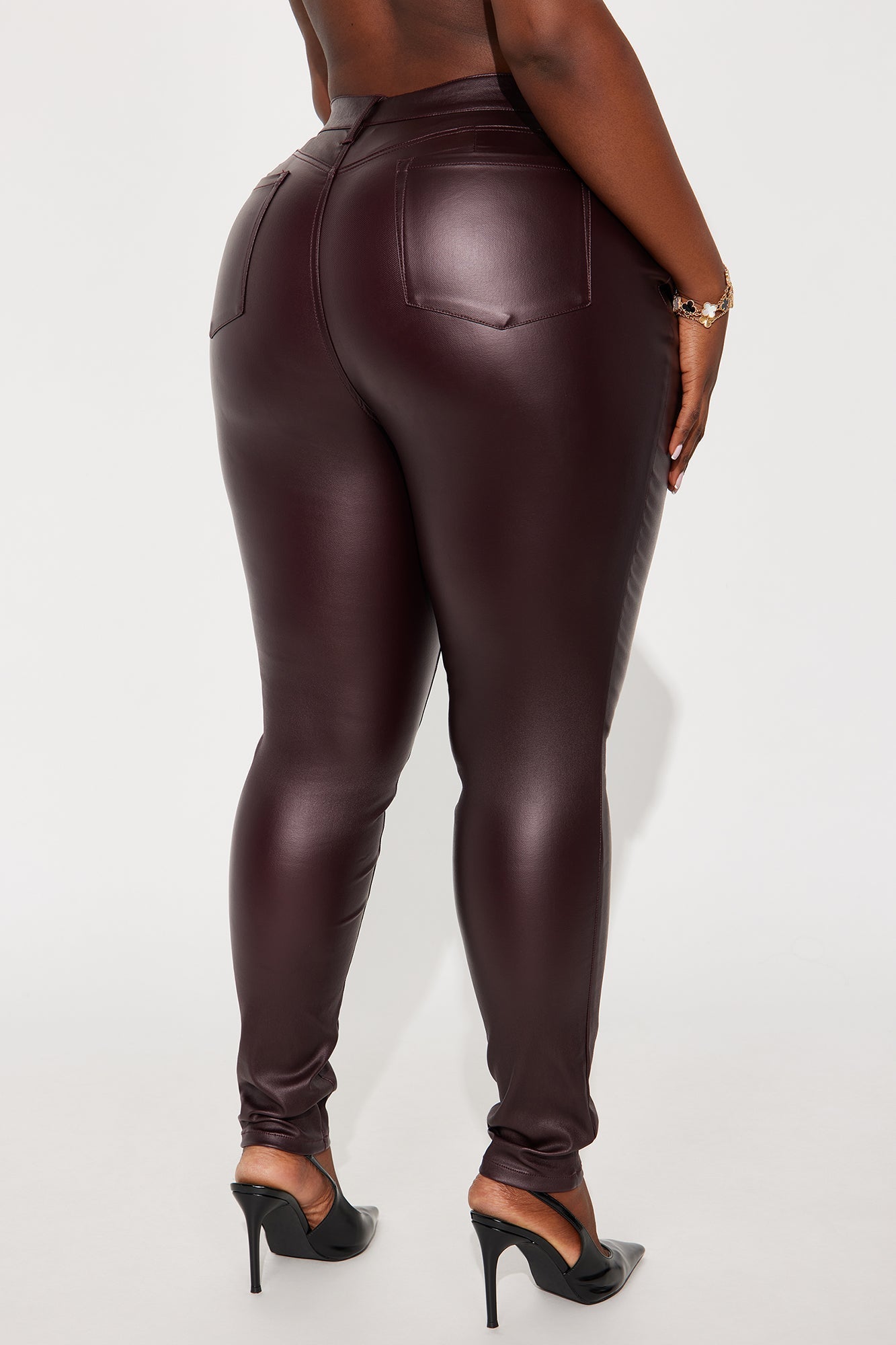 She Bad PU Leather Pant - Wine