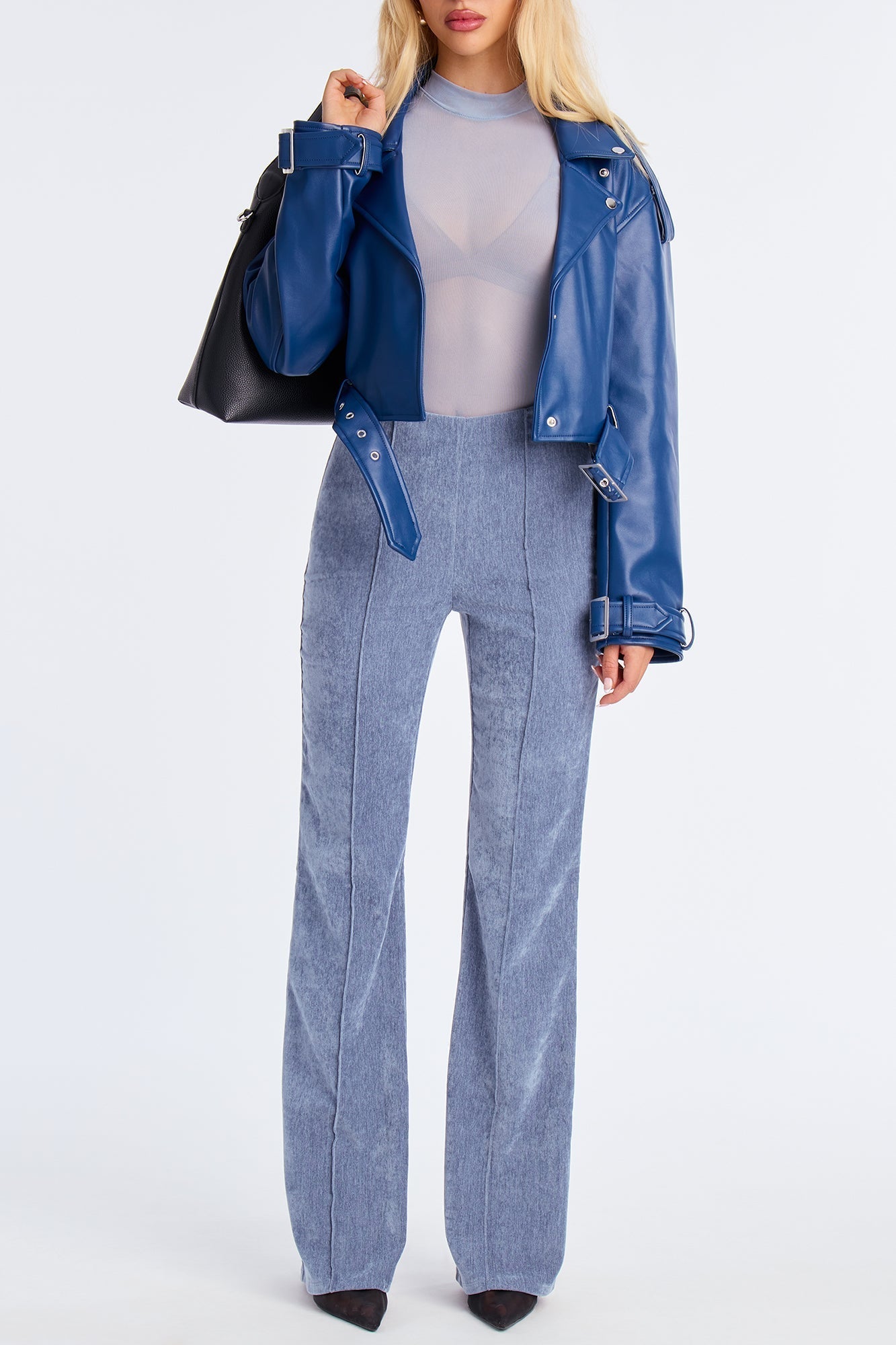 All Gossip High Rise Velvet Wide Leg Pant 33 - Denim