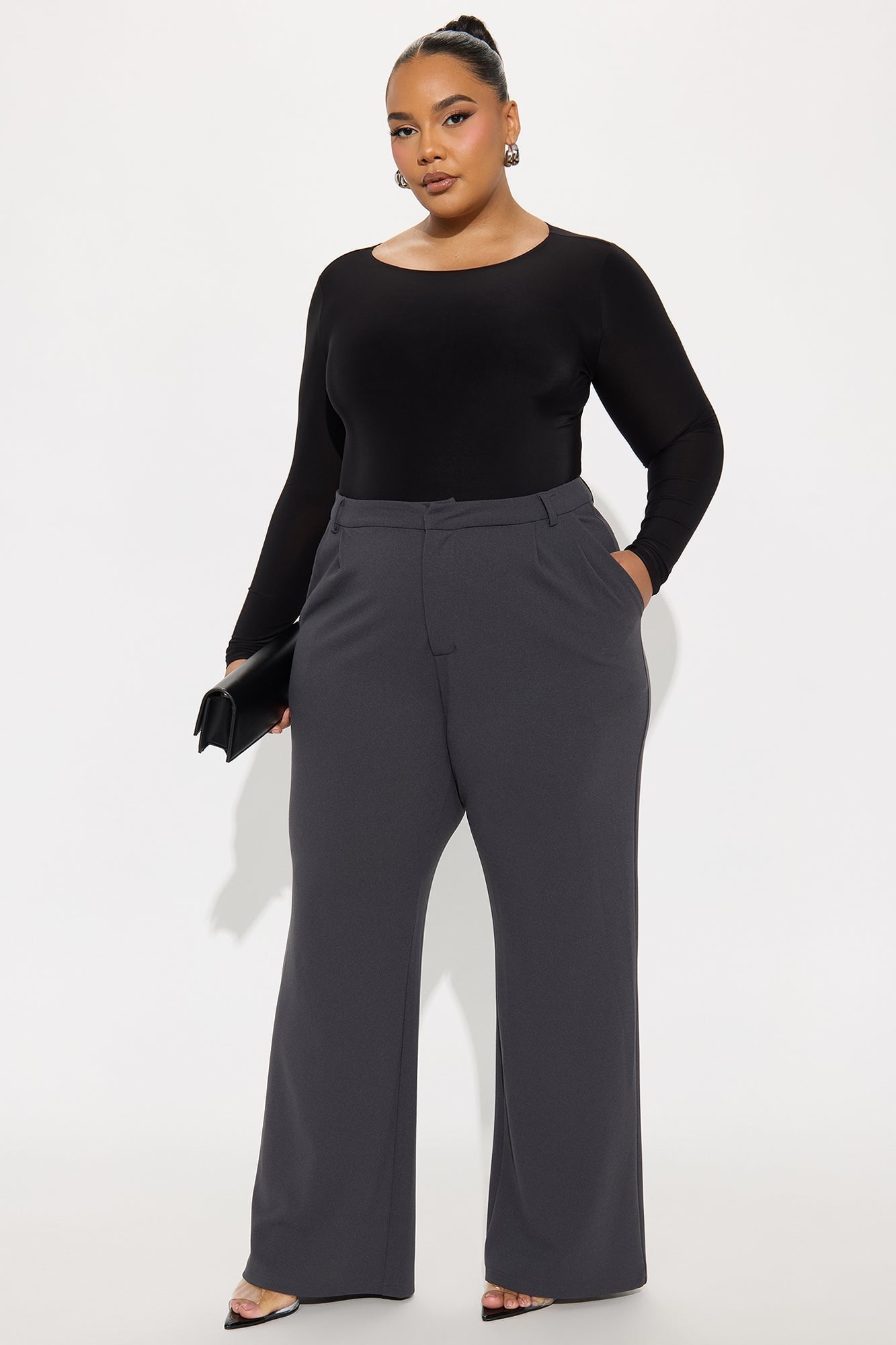 Elma Wide Leg Trouser - Charcoal