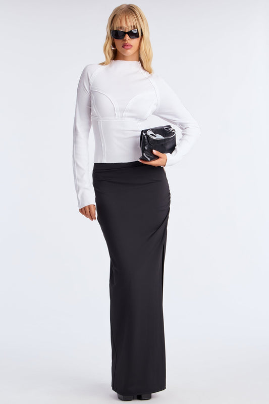 Follow My Lead Side Slit Maxi Skirt - Black