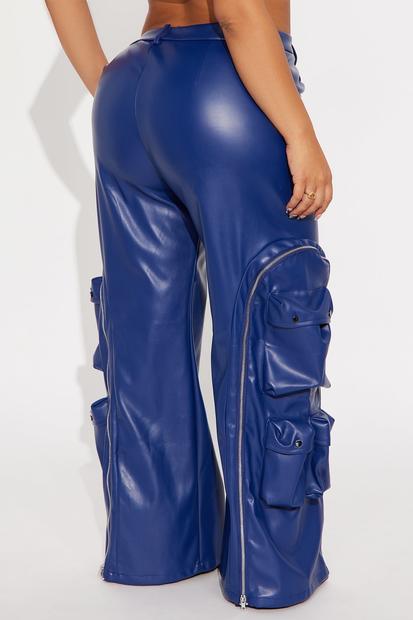 Barely Holdin' On Faux Leather Pant - Navy
