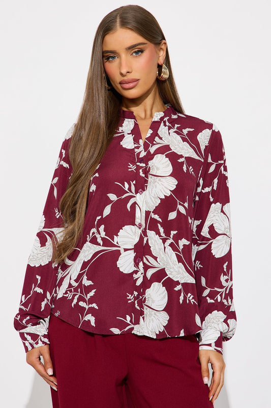 Floral Emotions Top - Burgundy/combo