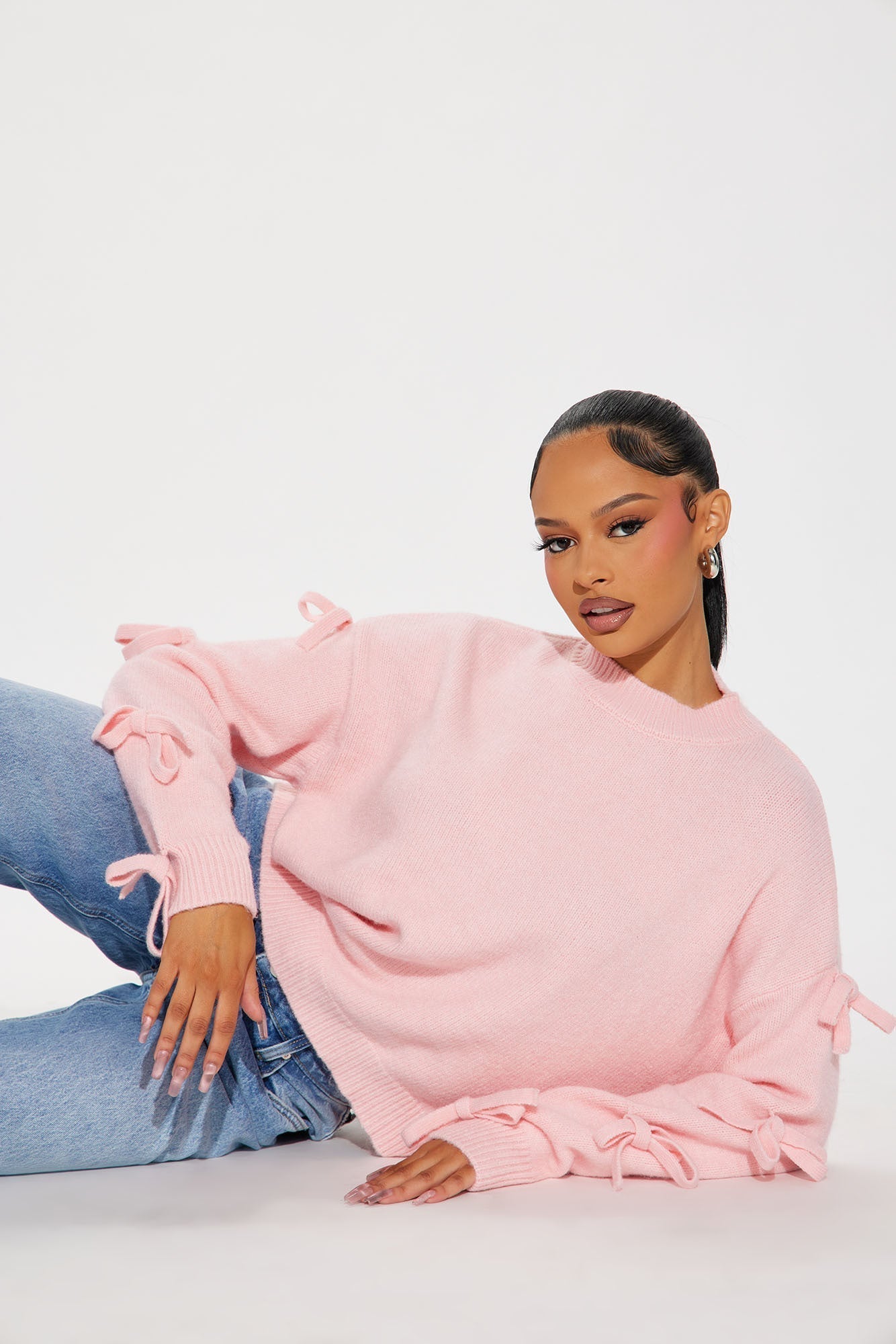 Pretty In Pink Bow Sweater - Pink