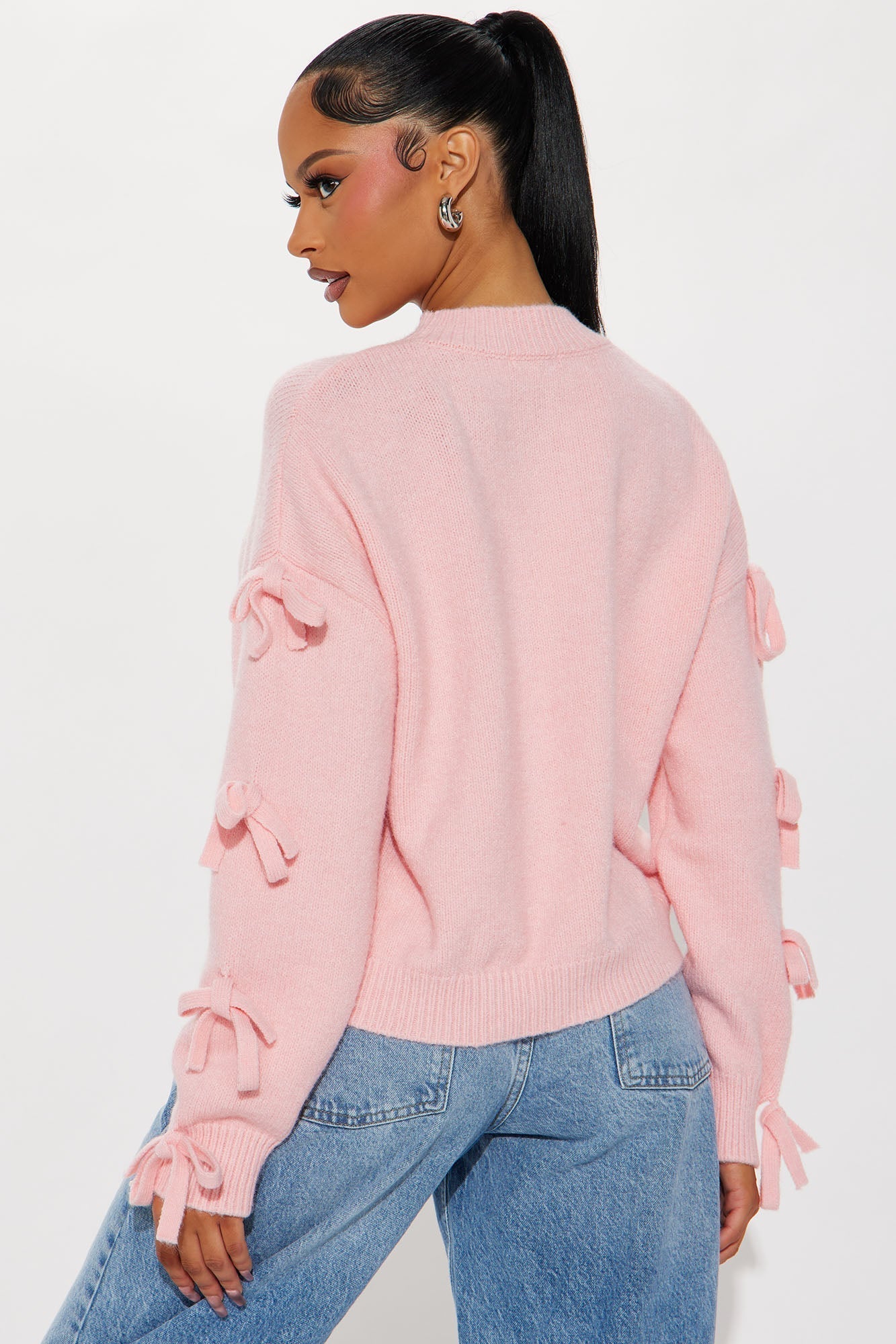 Pretty In Pink Bow Sweater - Pink