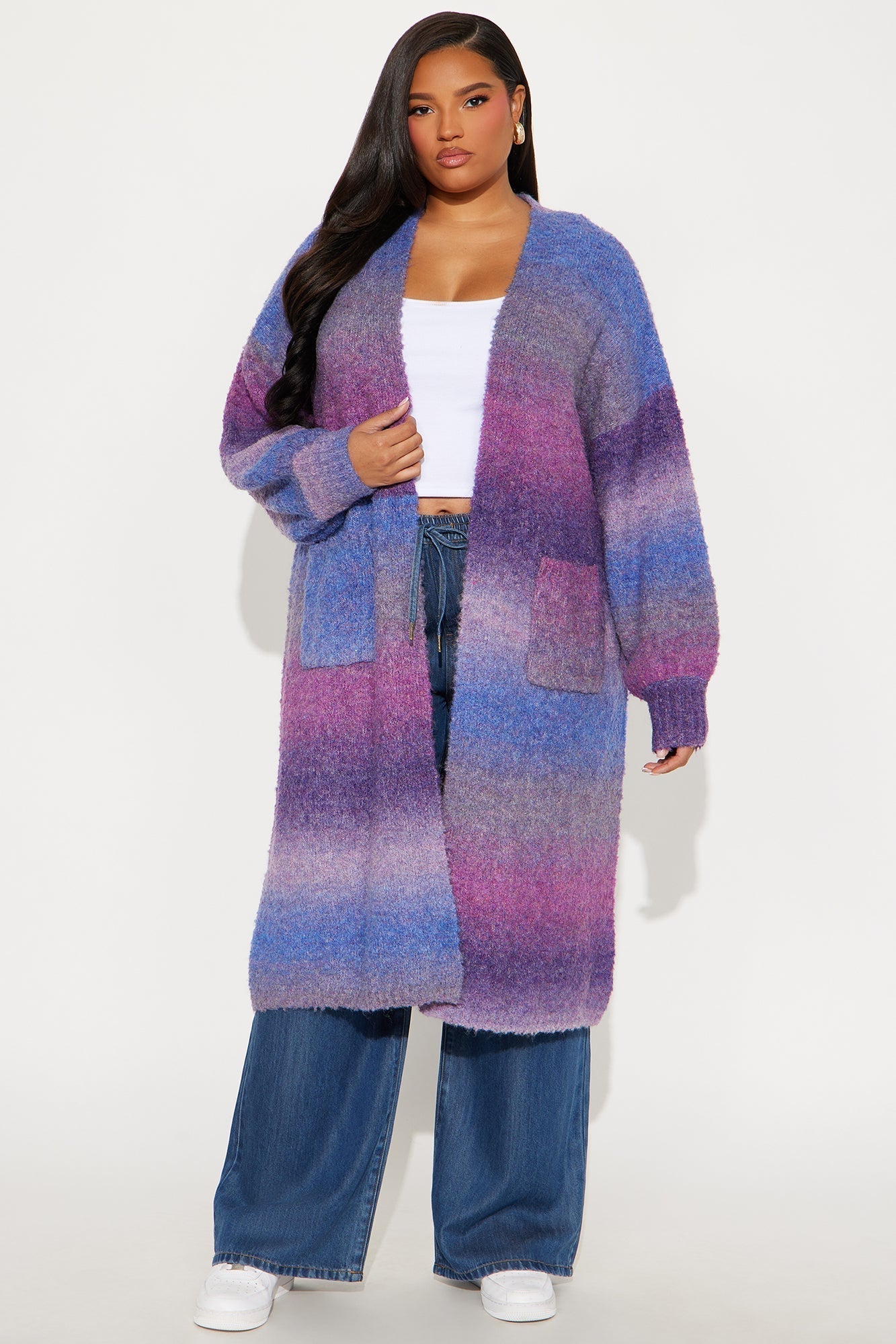 Mood Ring Open Front Cardigan - Purple/combo