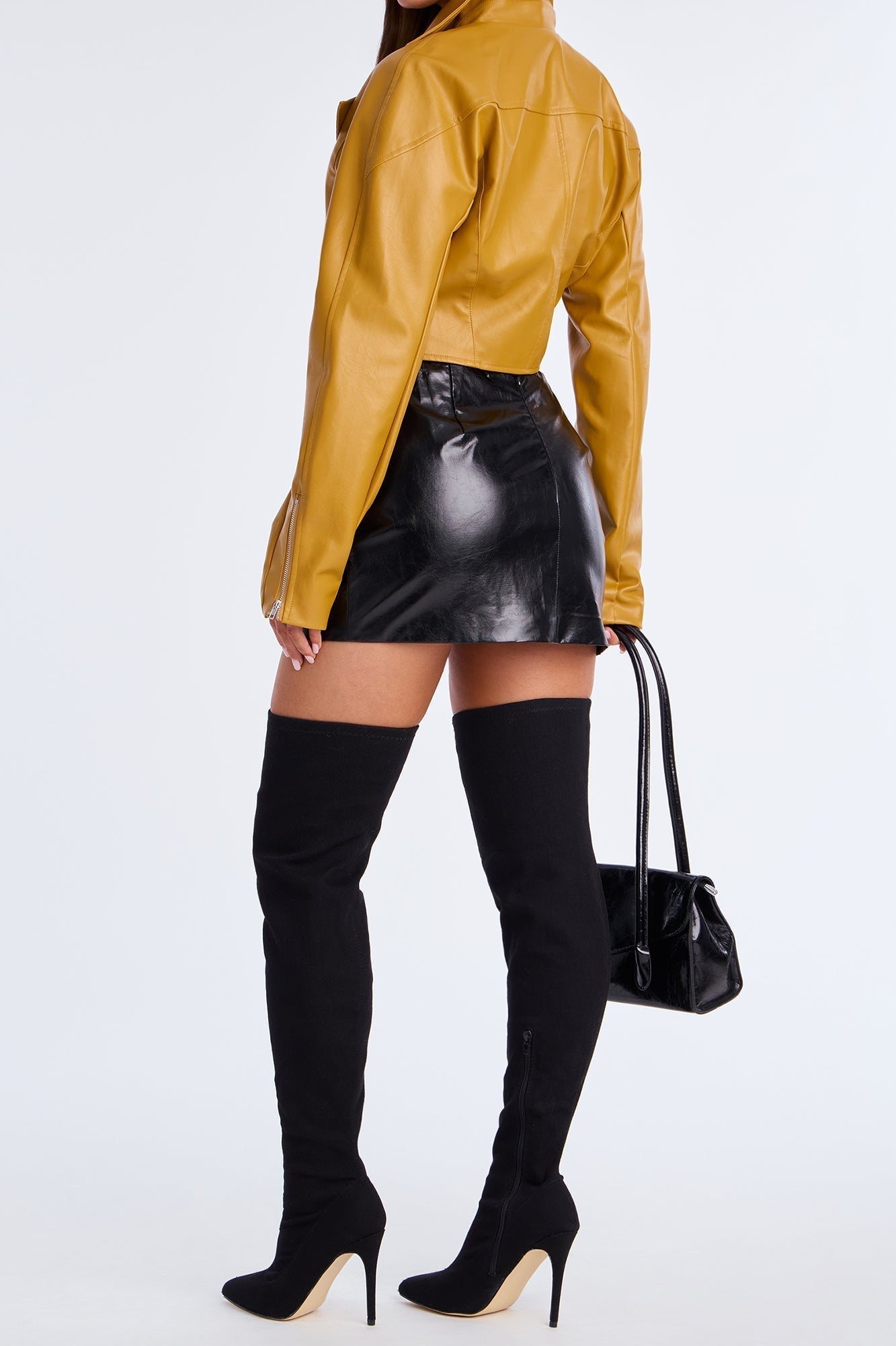 Don't Get It Twisted Faux Leather Micro Mini Skirt - Black